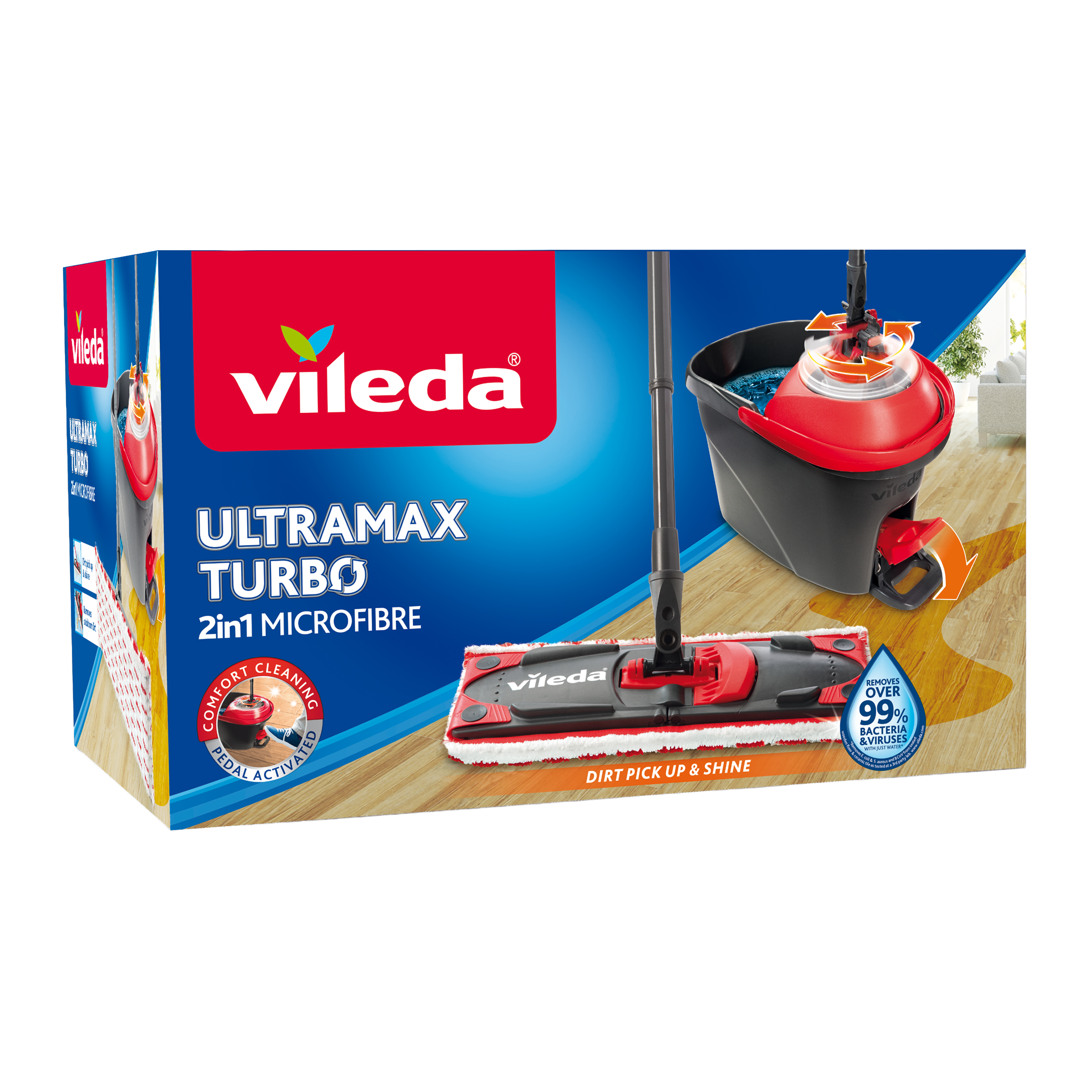 Vileda Plochý rotační mop a kbelík Ultramax Turbo Microfibre 2v1