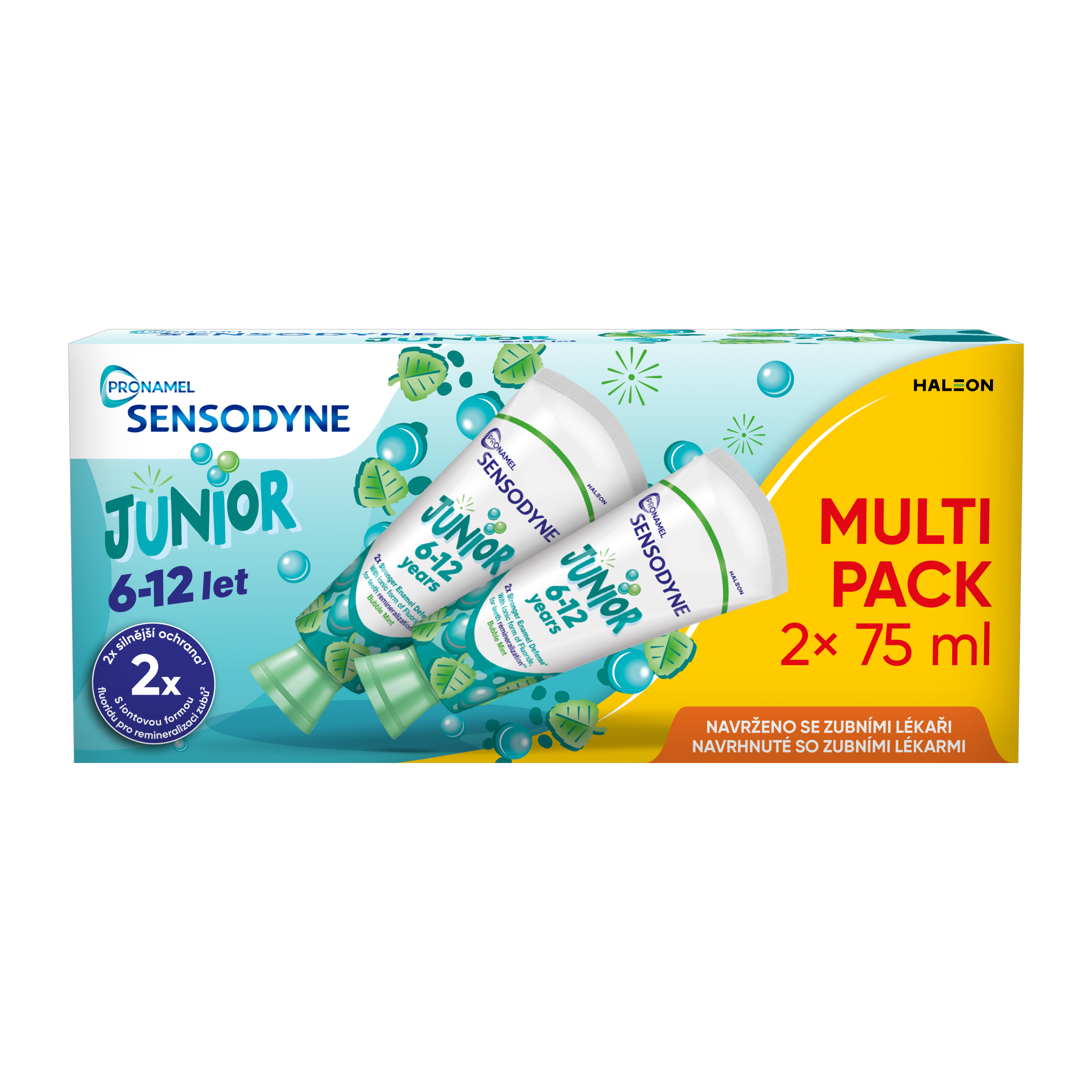 Sensodyne Dětská zubní pasta Junior Bubble Mint s fluoridem 150 ml