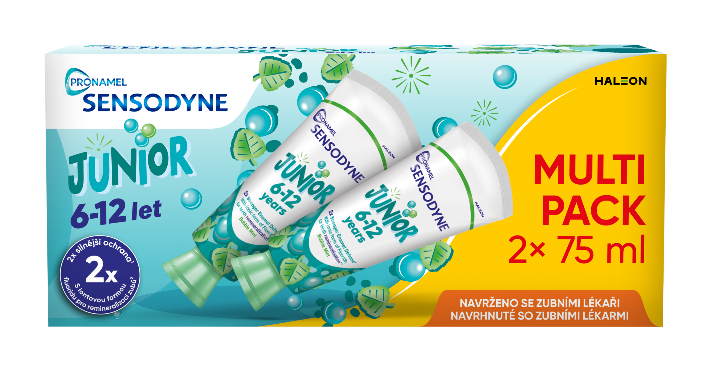 Sensodyne Dětská zubní pasta Junior Bubble Mint s fluoridem 150 ml