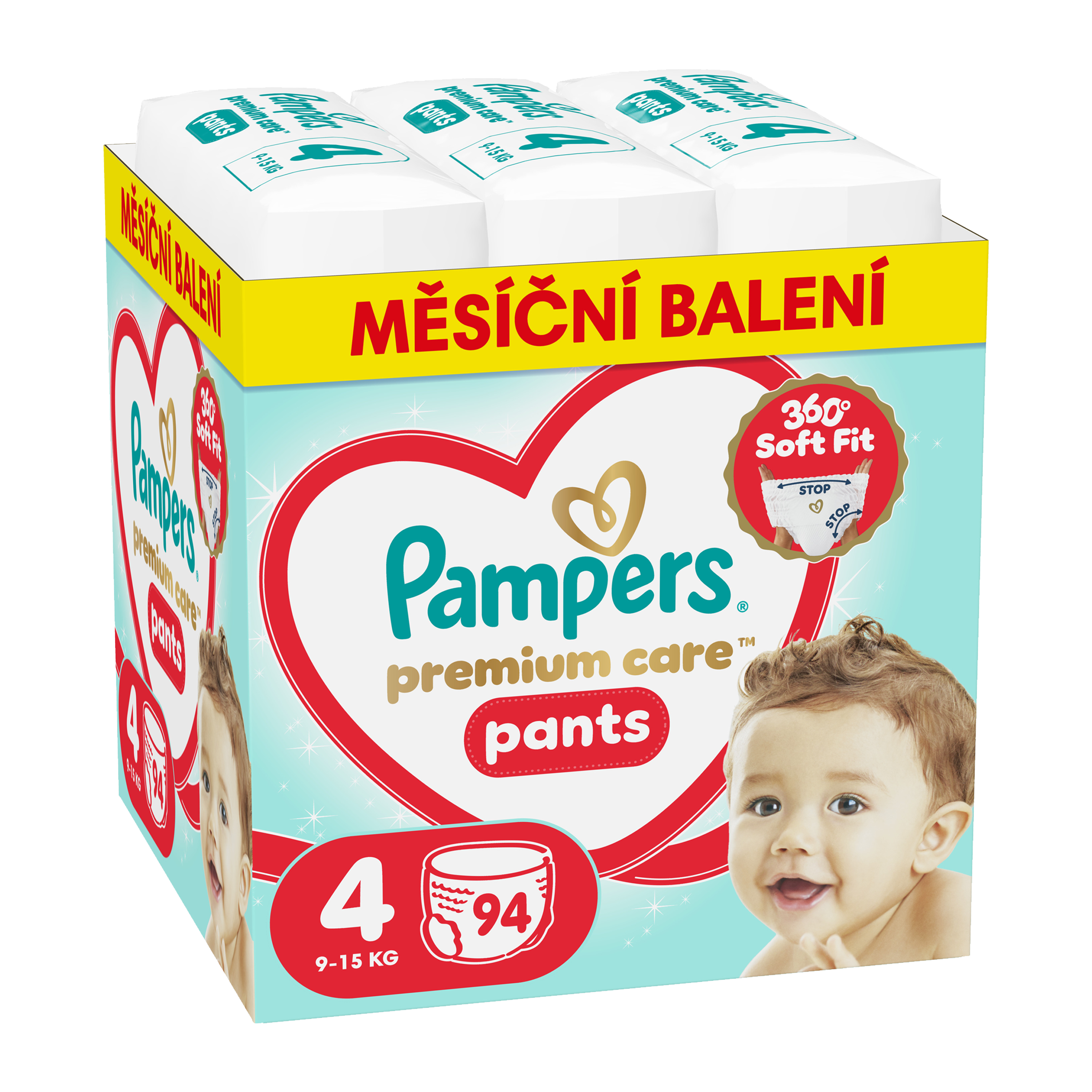Plenkové kalhotky Premium Care, 9–15 kg, vel. 4