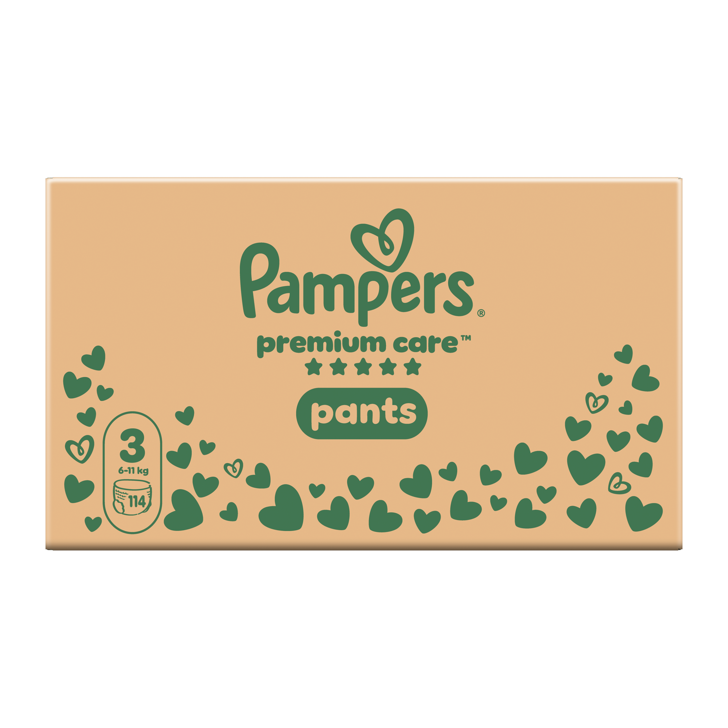 Pampers Plenkové kalhotky Premium Care, 6–11 kg, vel. 3 114 ks 114 ks