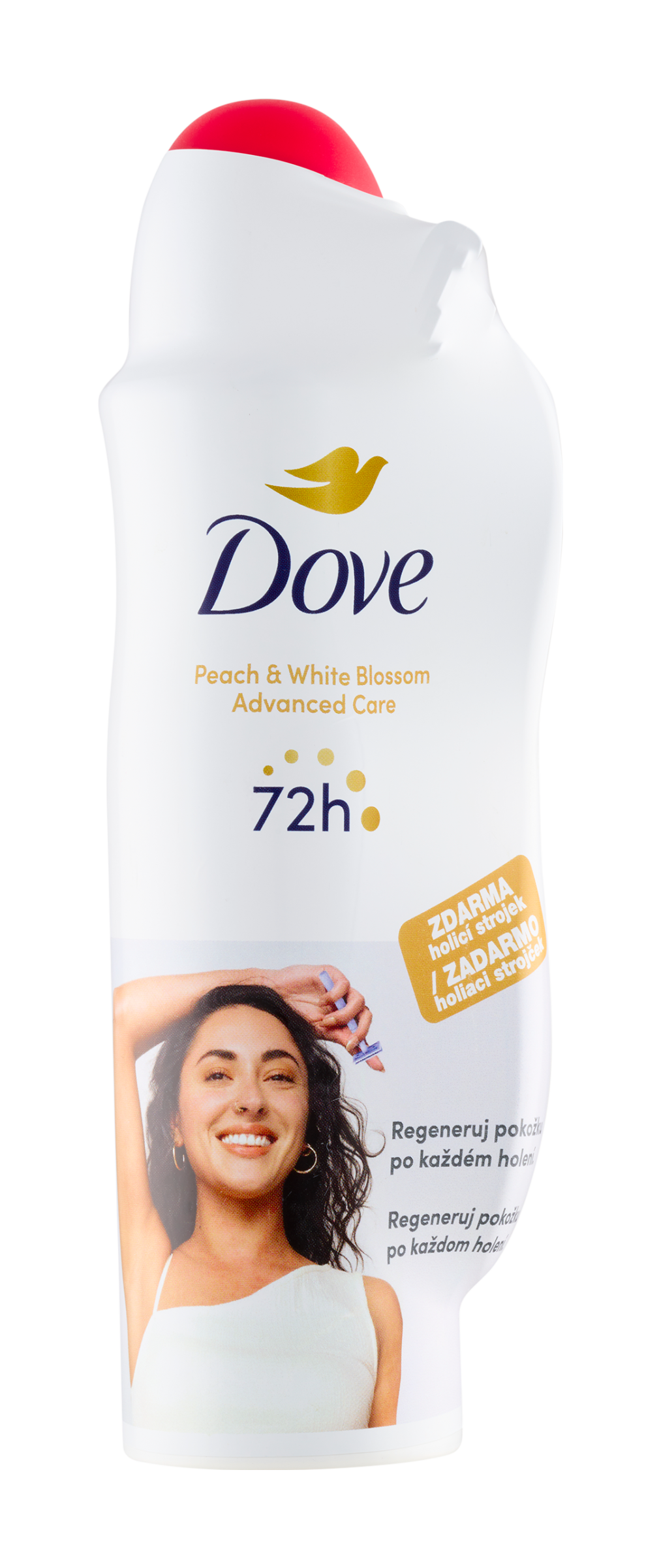 Dove Antiperspirant sprej Peach & White Blossom s holicím strojkem 150 ml