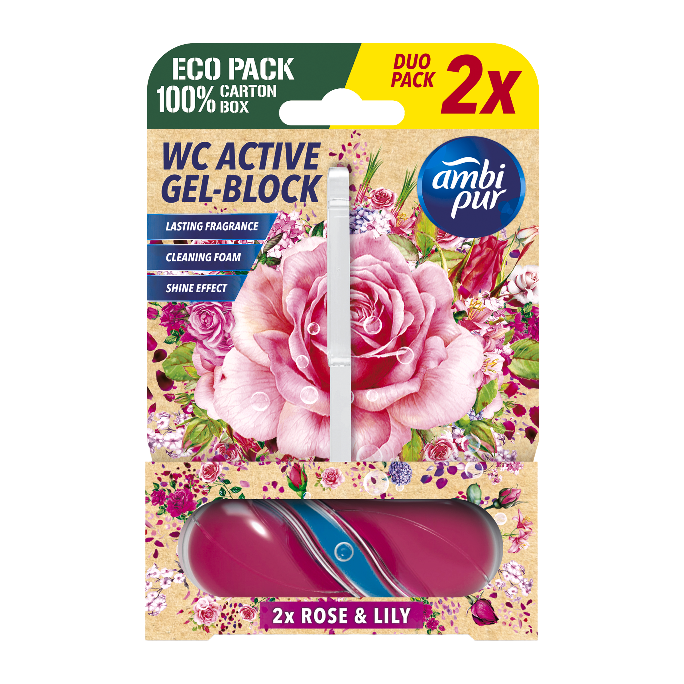 WC blok Active gel Růže & Lilie