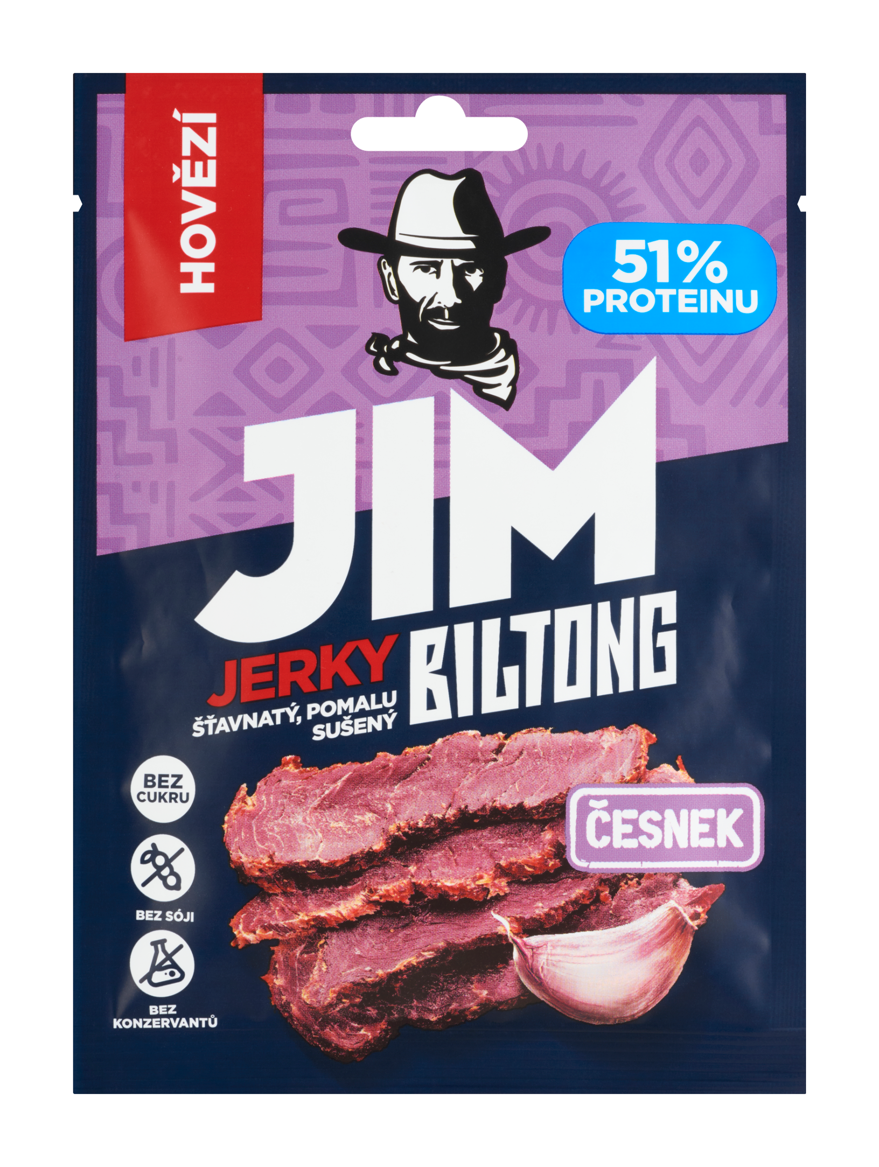 Jim Jerky Sušené hovězí maso Biltong s příchutí česneku