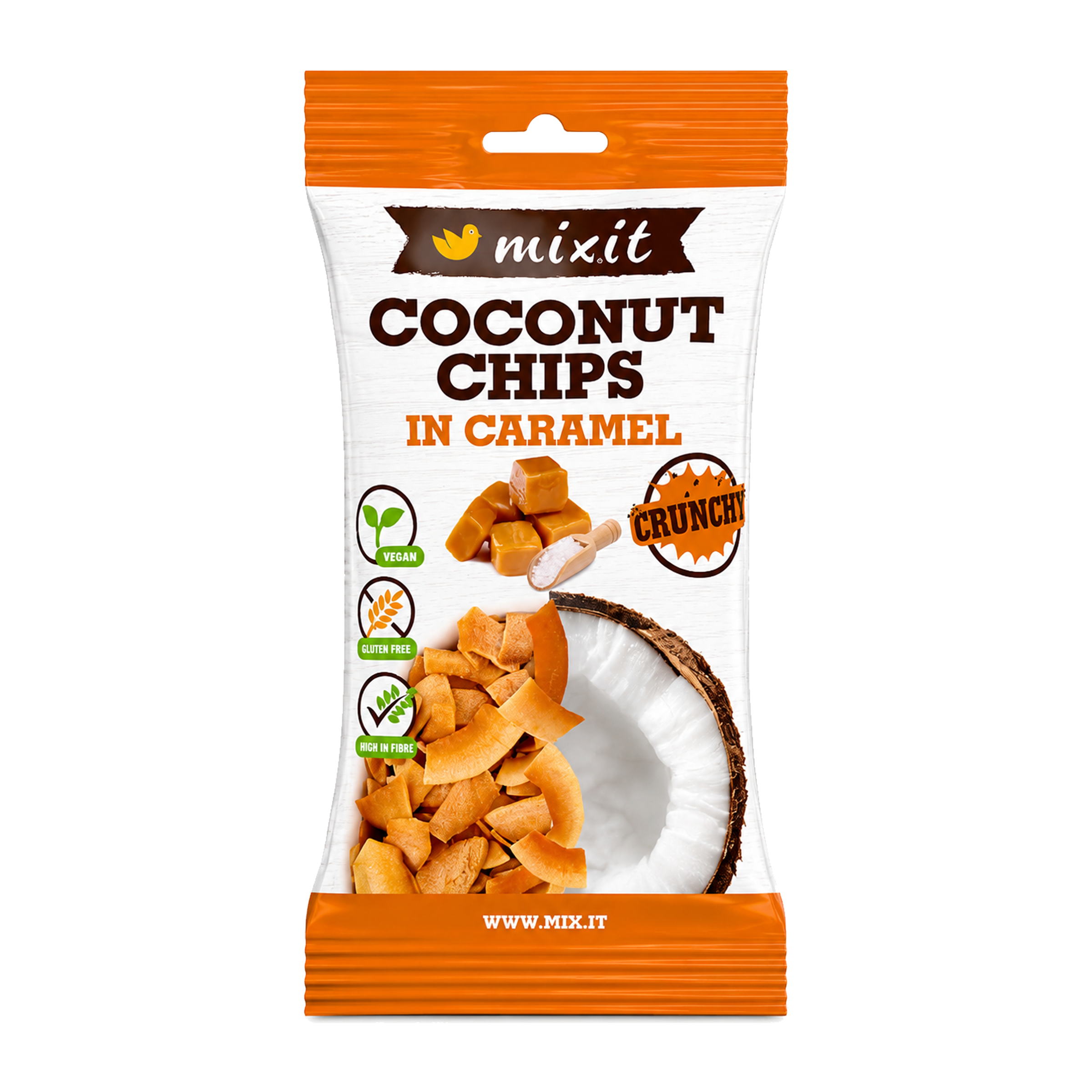 MIXIT Kokosové chipsy karamel 45 g