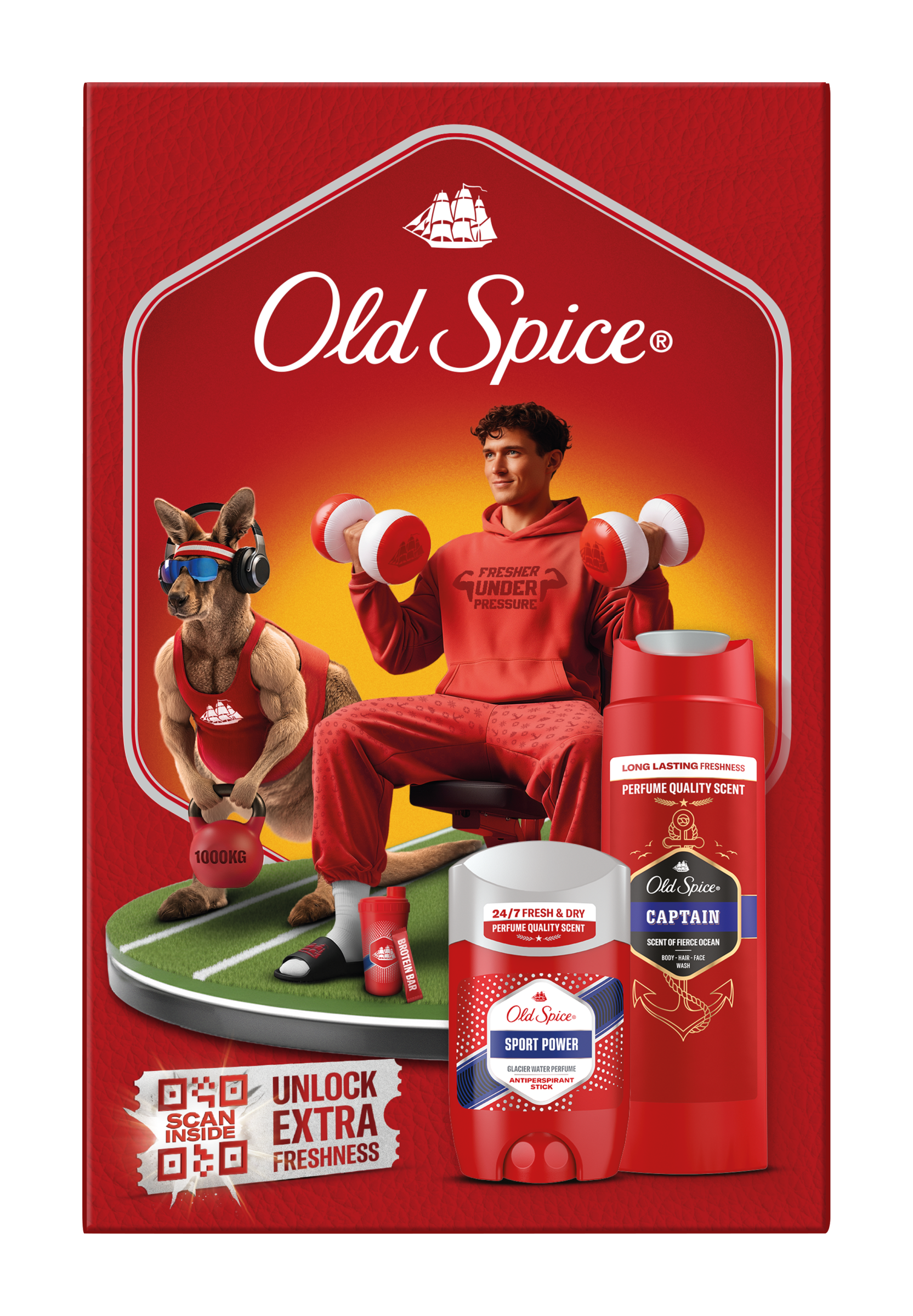 Old Spice Dárková sada Tuhý antiperspirant Sport Power a sprchový gel Captain