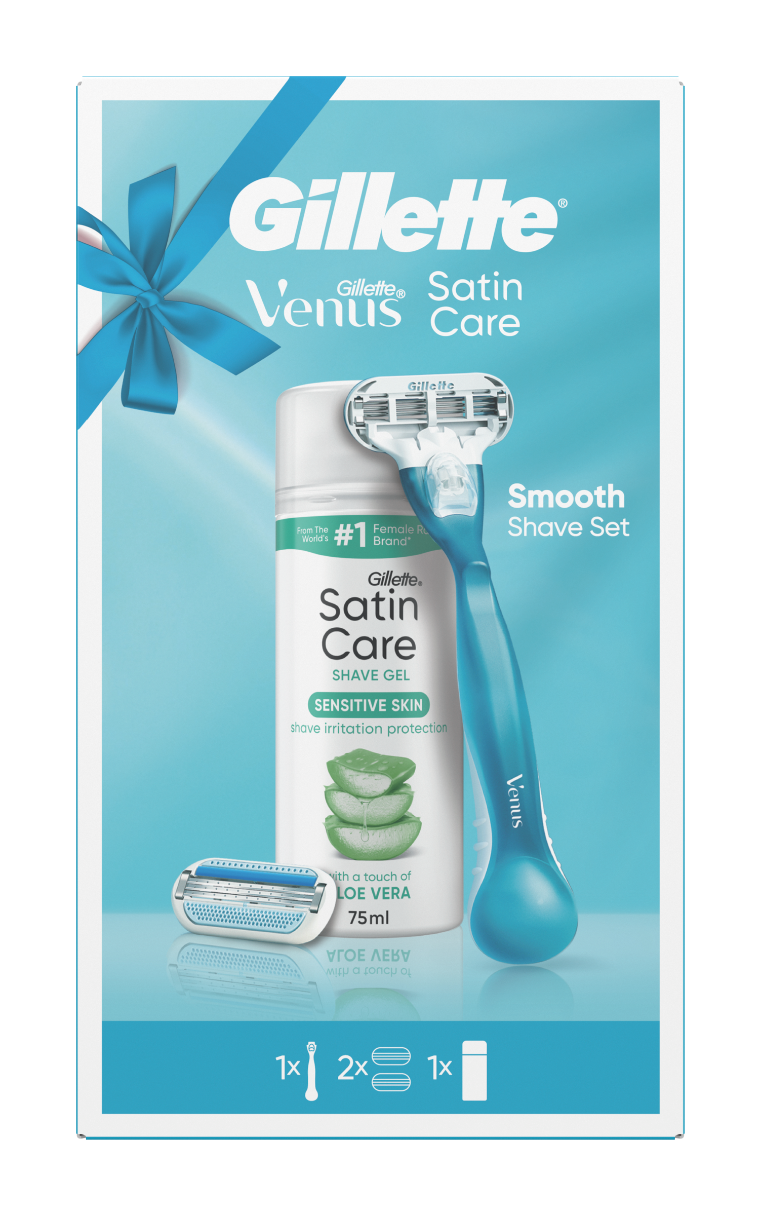 Gillette Venus Dárková sada Holicí strojek, 2 náhradní hlavice a gel na holení Satin Care
