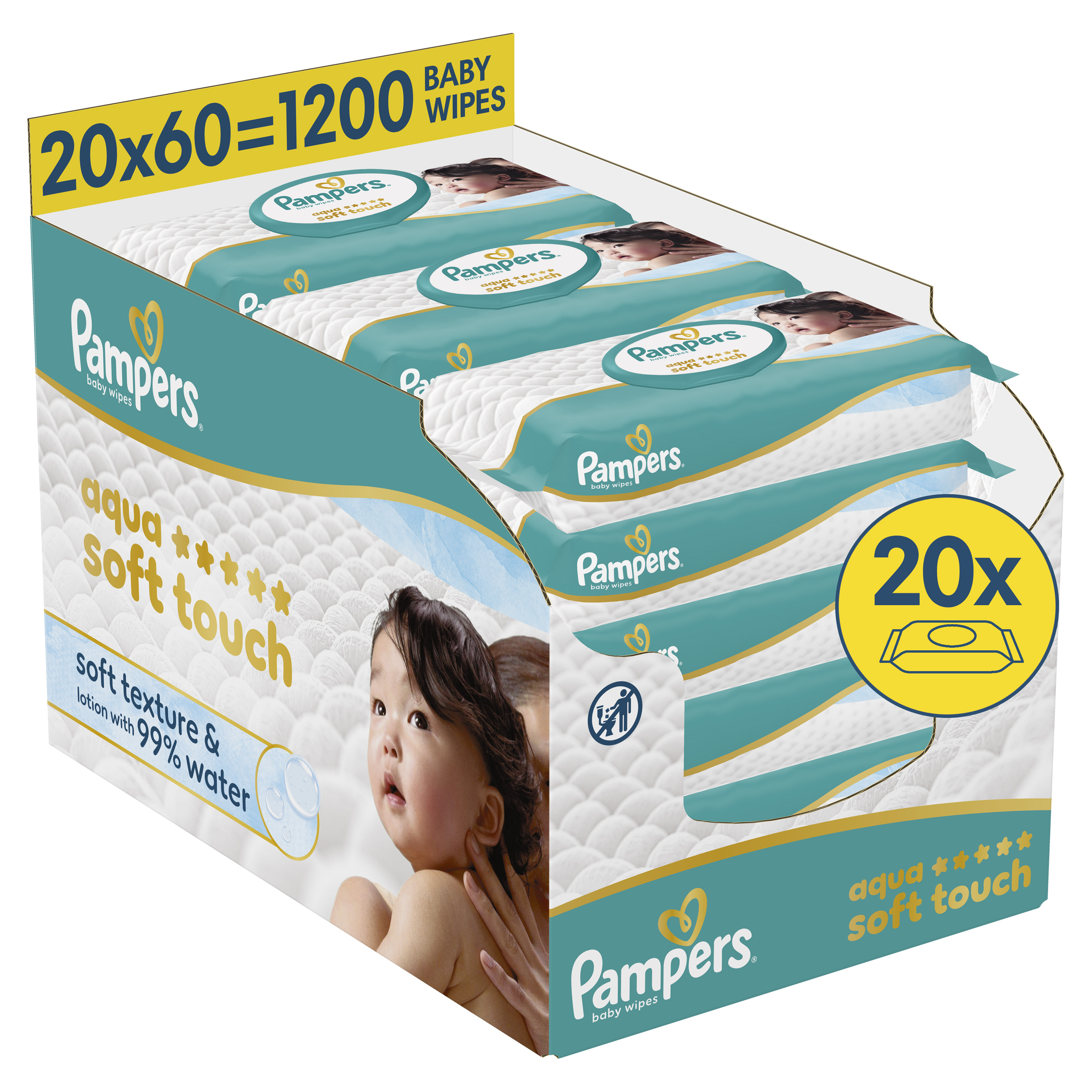 Vlhčené ubrousky Aqua Soft Touch 20x 60 ks