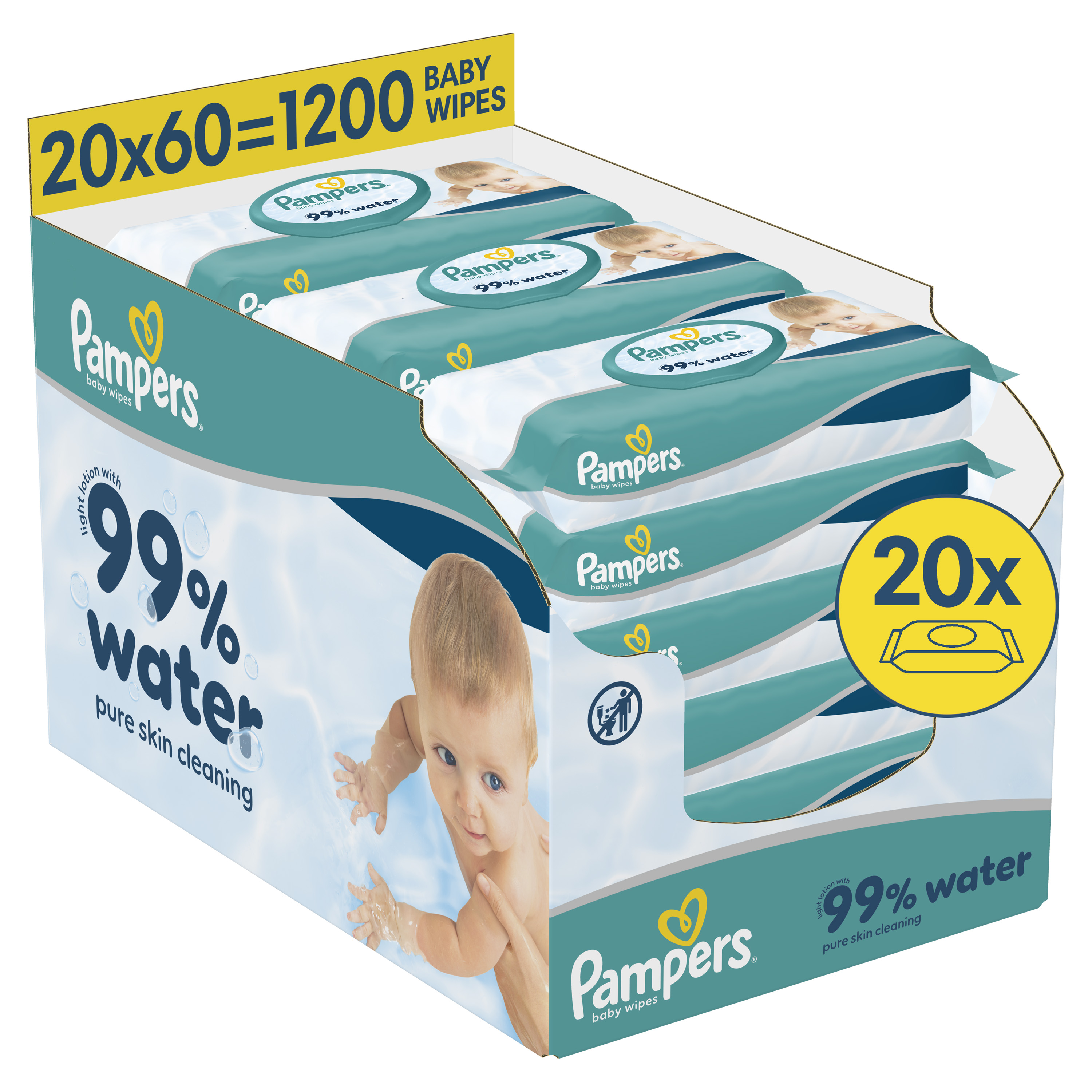 Vlhčené ubrousky 99 % Water 20x 60 ks