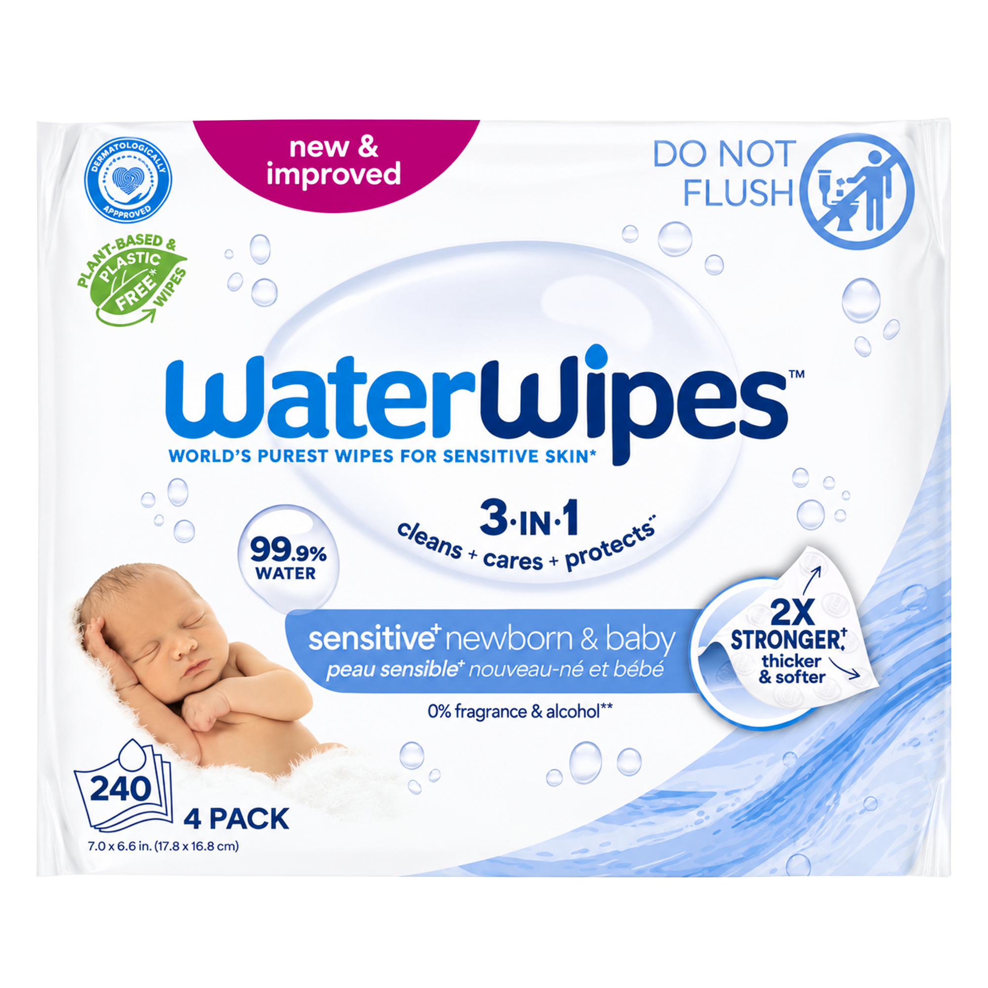 WaterWipes Vlhčené ubrousky 3v1 Sensitive 4x 60 ks 240 ks