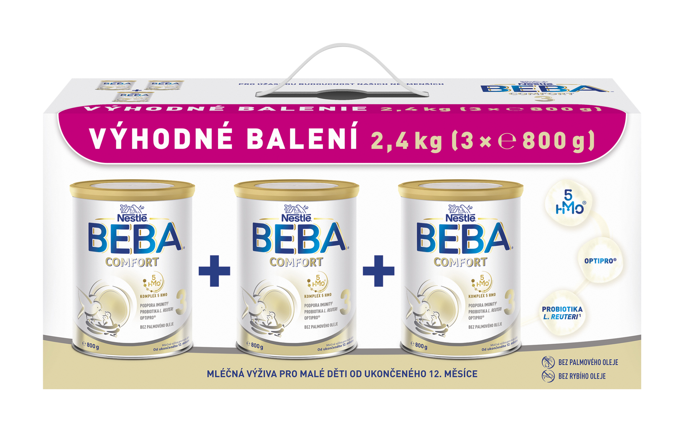 BEBA Batolecí mléko COMFORT 3, 12m+, 3x 800 g