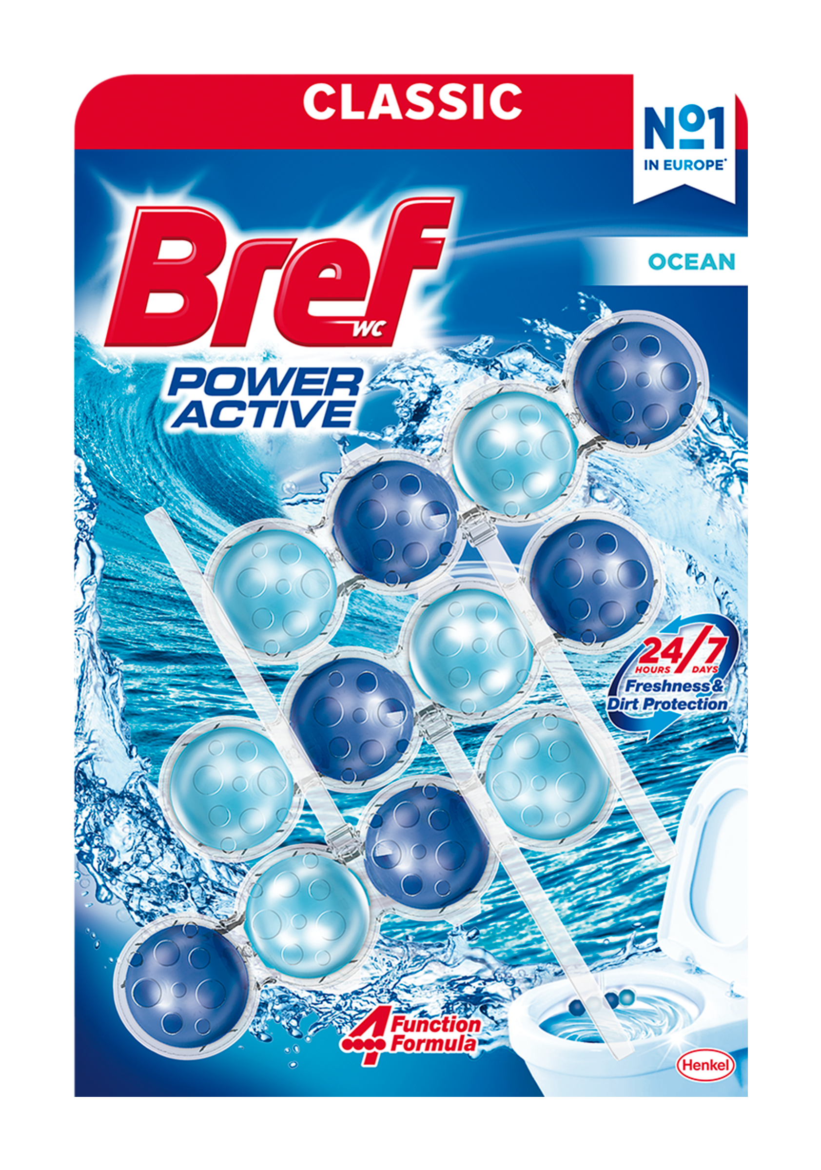 Tuhý WC blok Power Aktiv Ocean  3 x 50 g