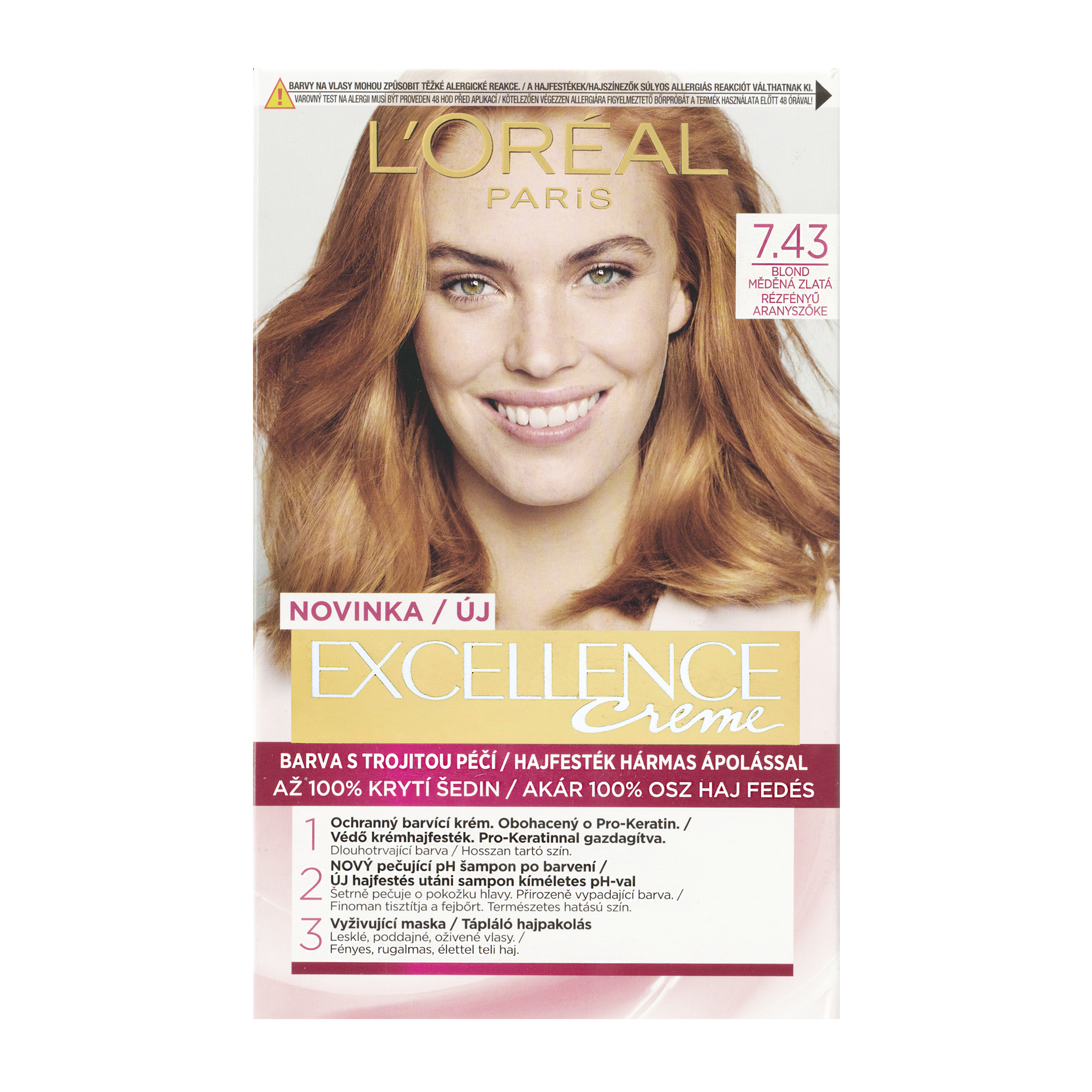 Barva na vlasy Excellence Creme 7.43 blond měděná zlatá