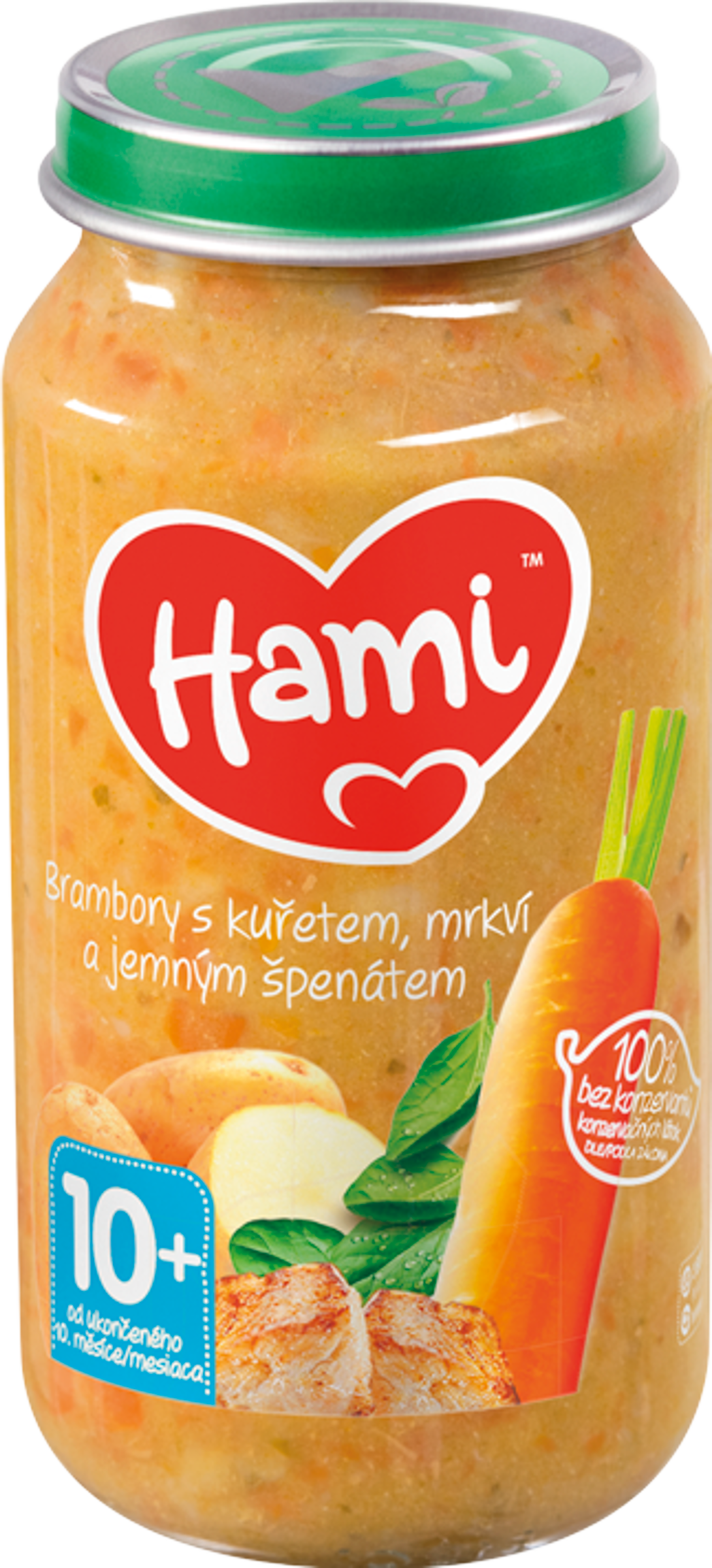 Hami Brambory s kuřetem, mrkví a jemným špenátem 250 g