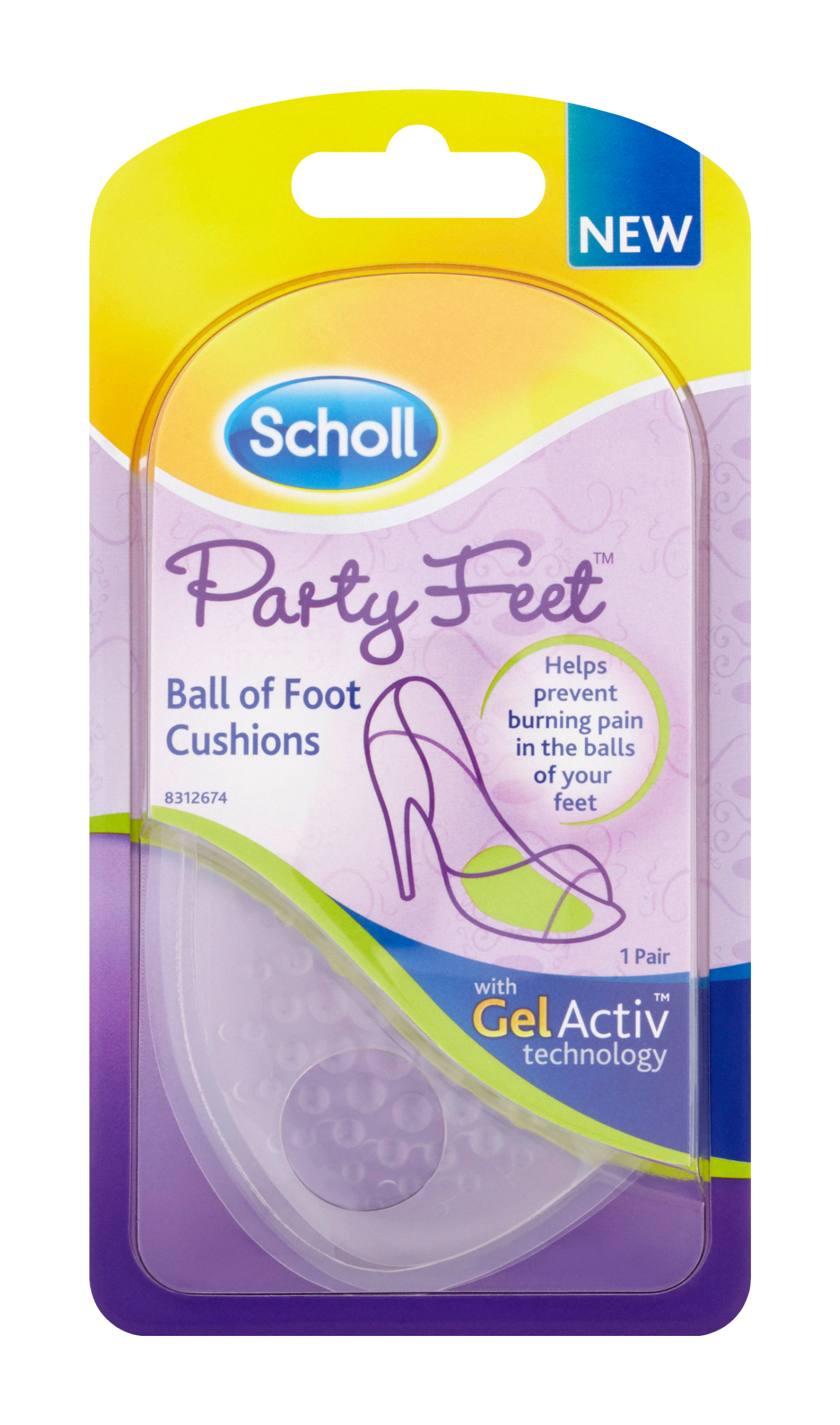 Gelové polštářky pod bříška chodidel Party Feet GelActiv™ Ball of Foot Cushions 