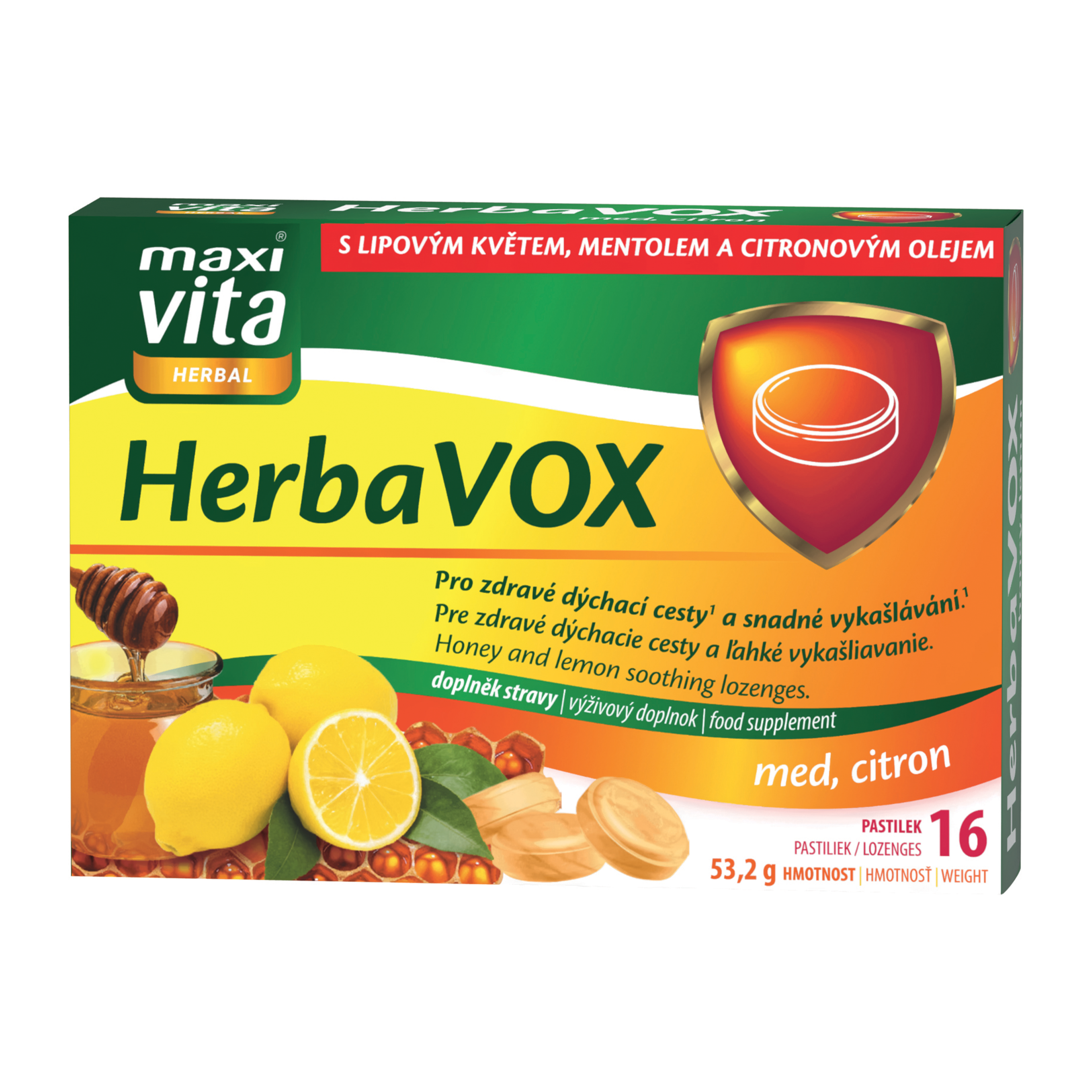 HerbaVOX příchuť med & citron, doplněk stravy