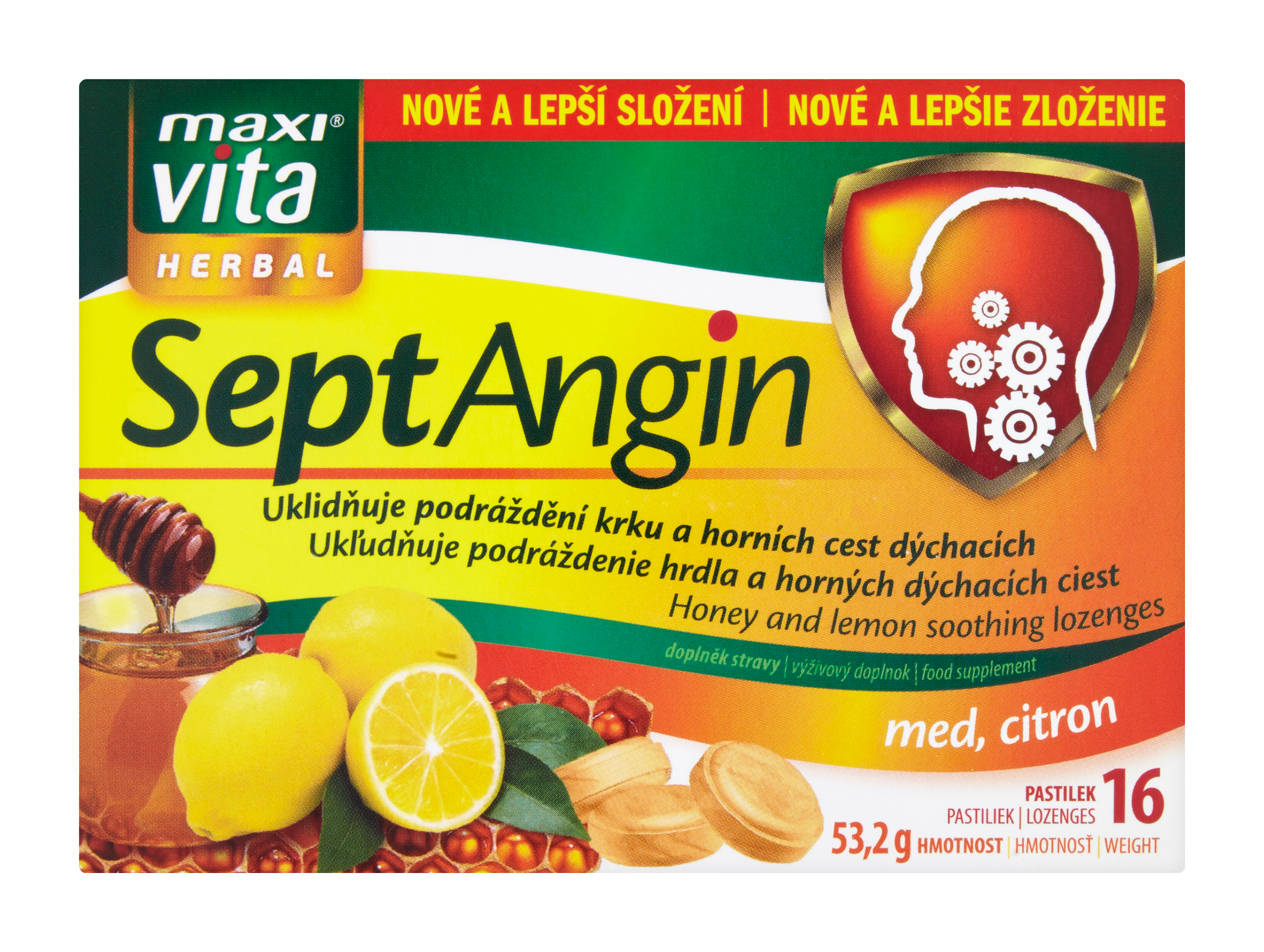 SeptAngin Herbal příchuť med & citron, doplněk stravy