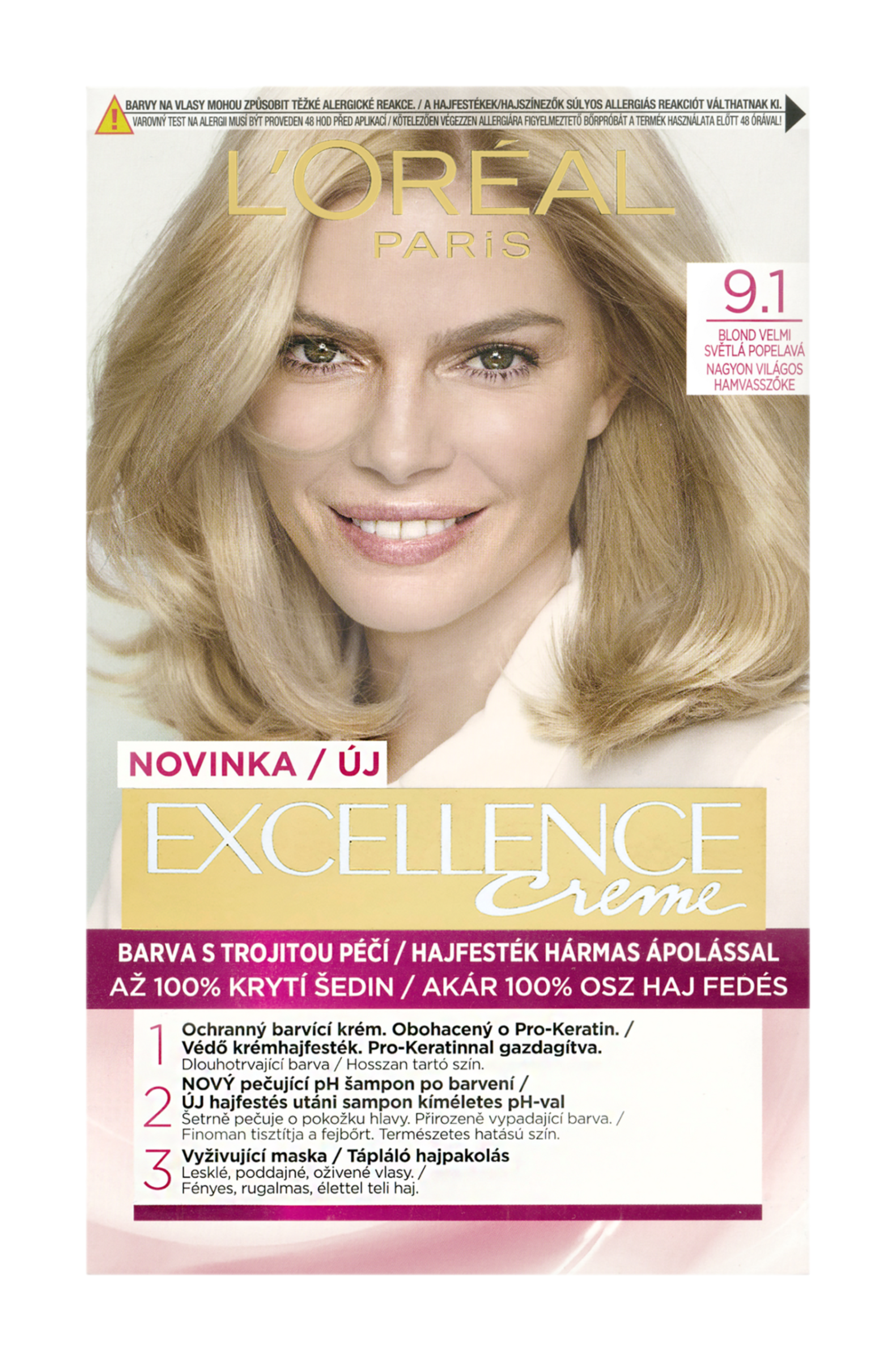 Barva na vlasy Excellence Creme 9.1 blond velmi světlá popelavá