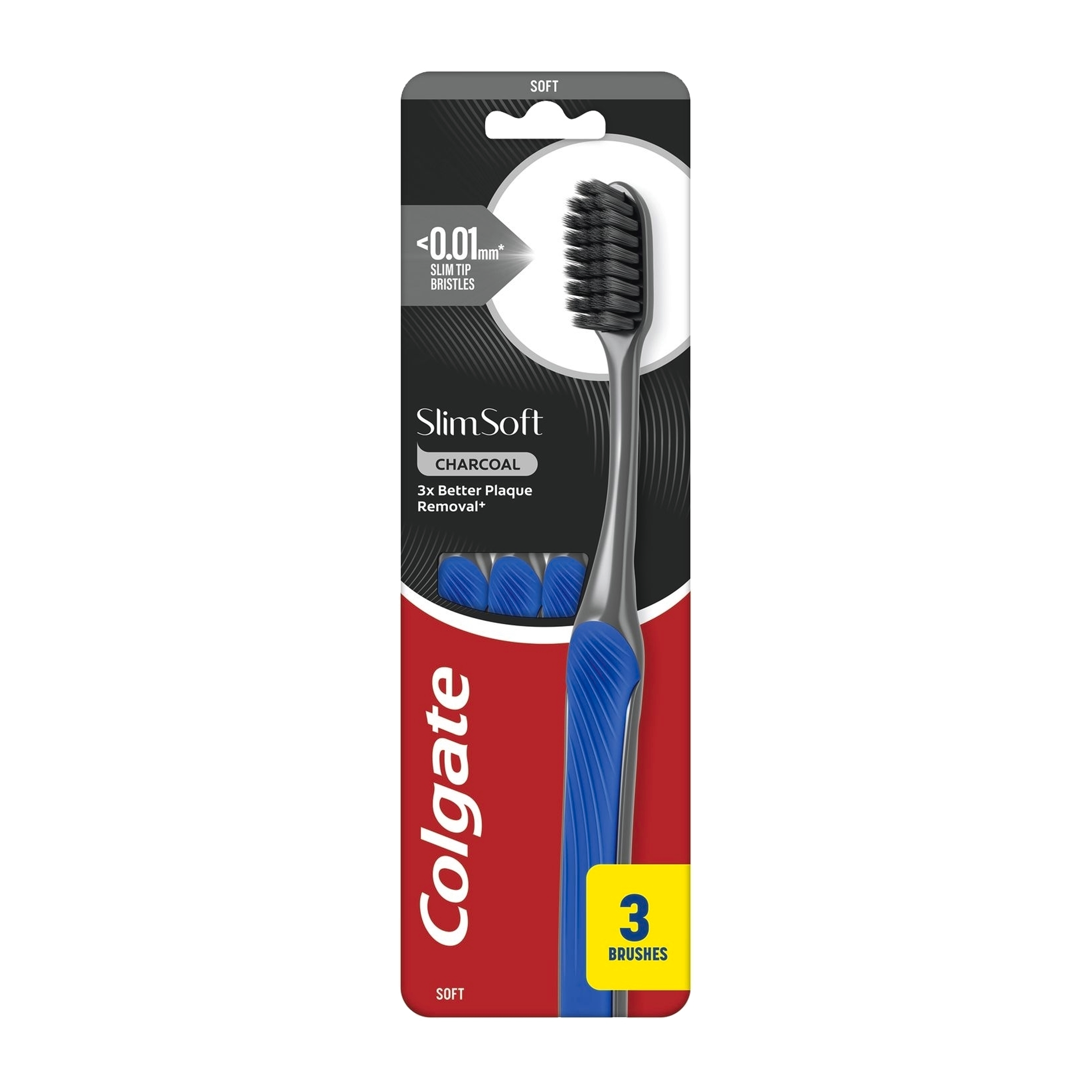 Colgate Slim Soft Active zubní kartáčky s aktivním uhlím soft 3 ks