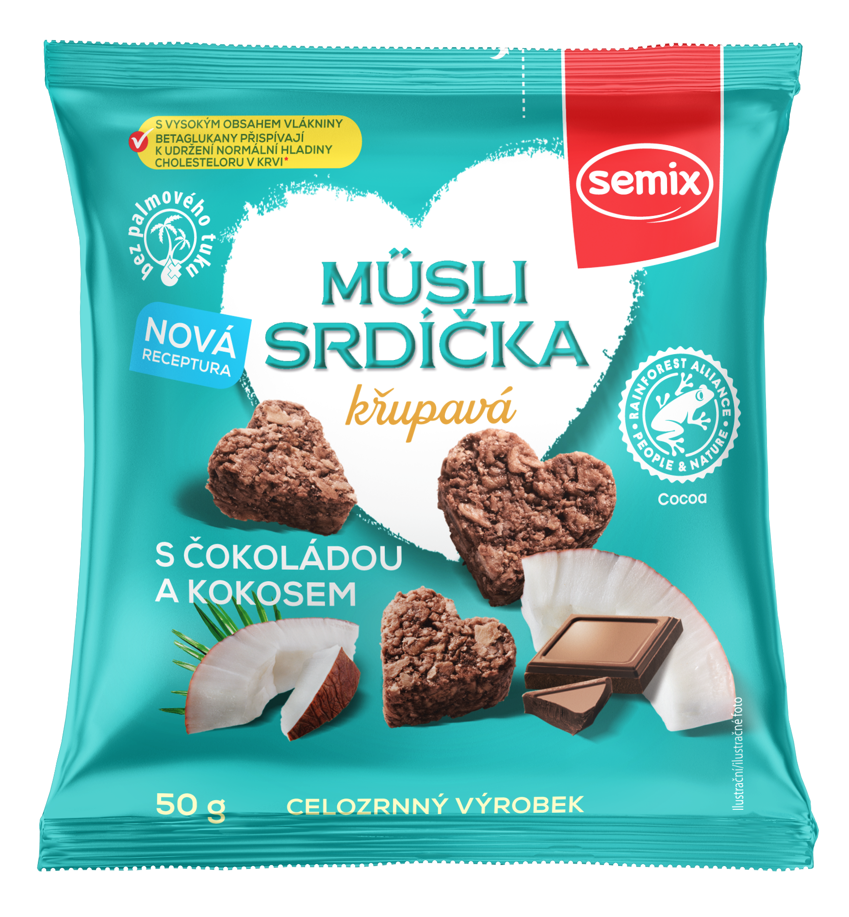 Müsli srdíčka křupavá s čokoládou a kokosem