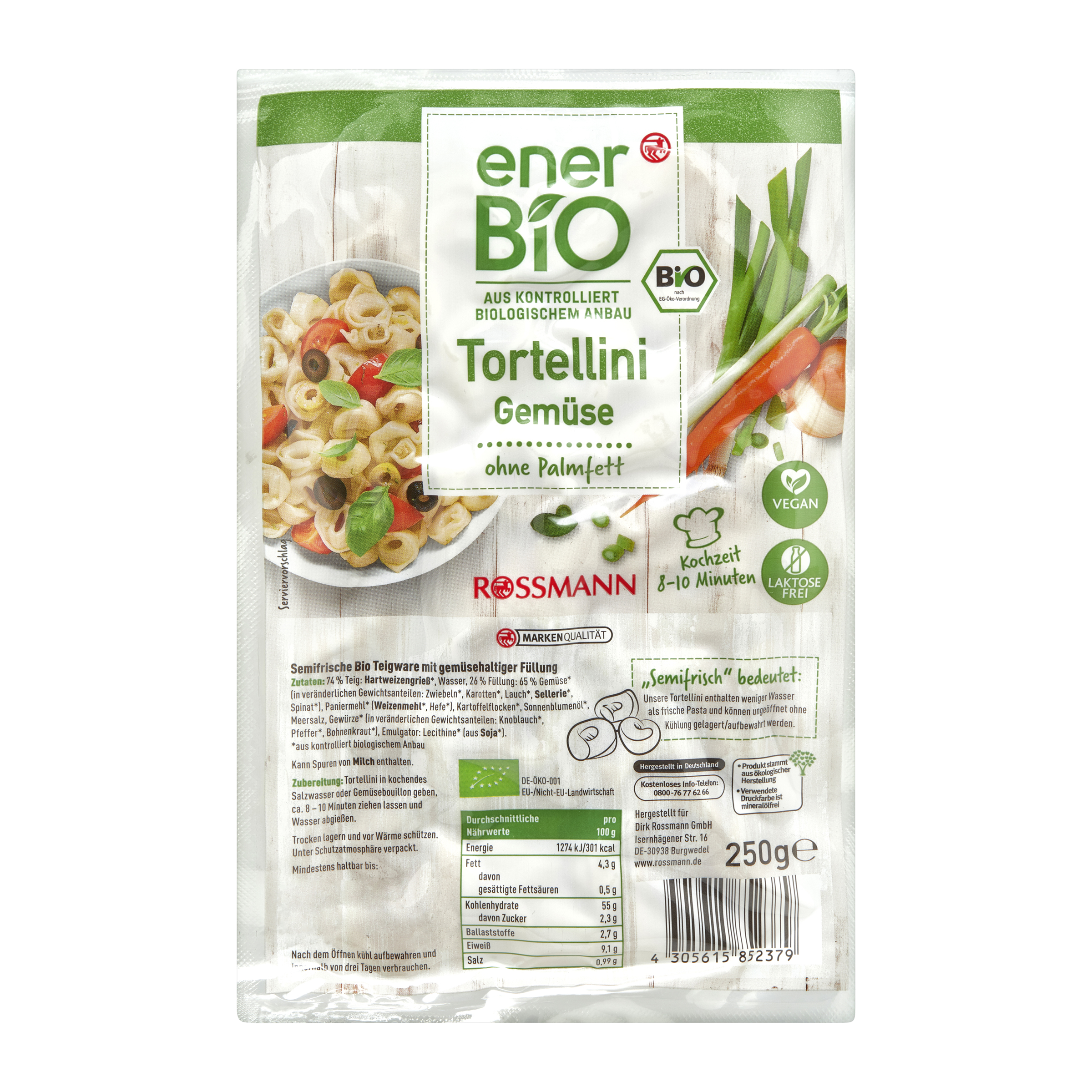BIO tortelliny plněné zeleninou