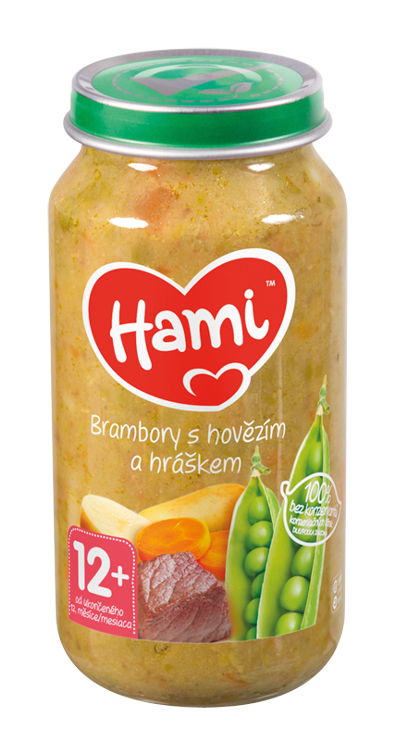 Brambory s hovězím a hráškem