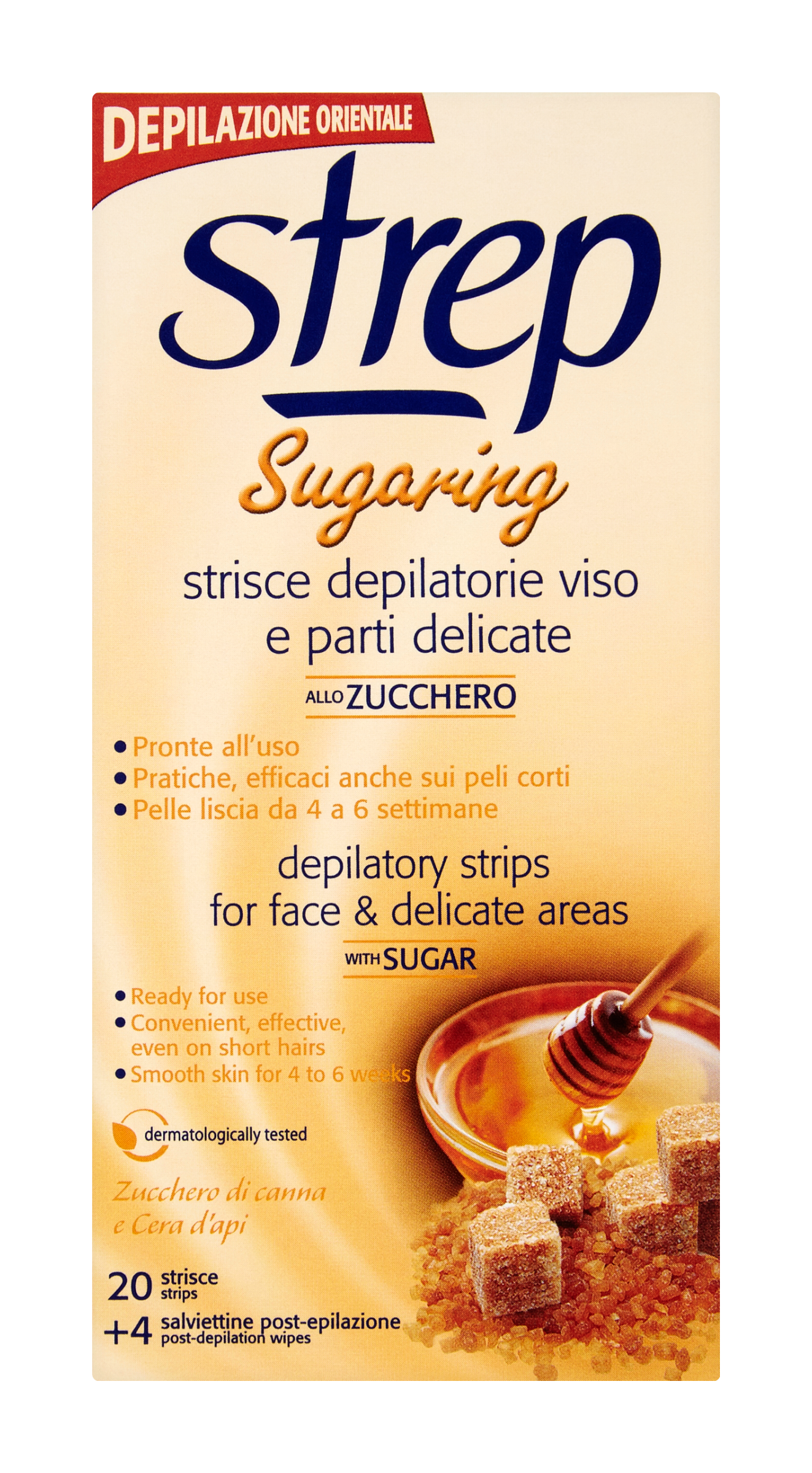 Strep Voskové pásky na obličej a citlivé partie Sugaring 20 ks