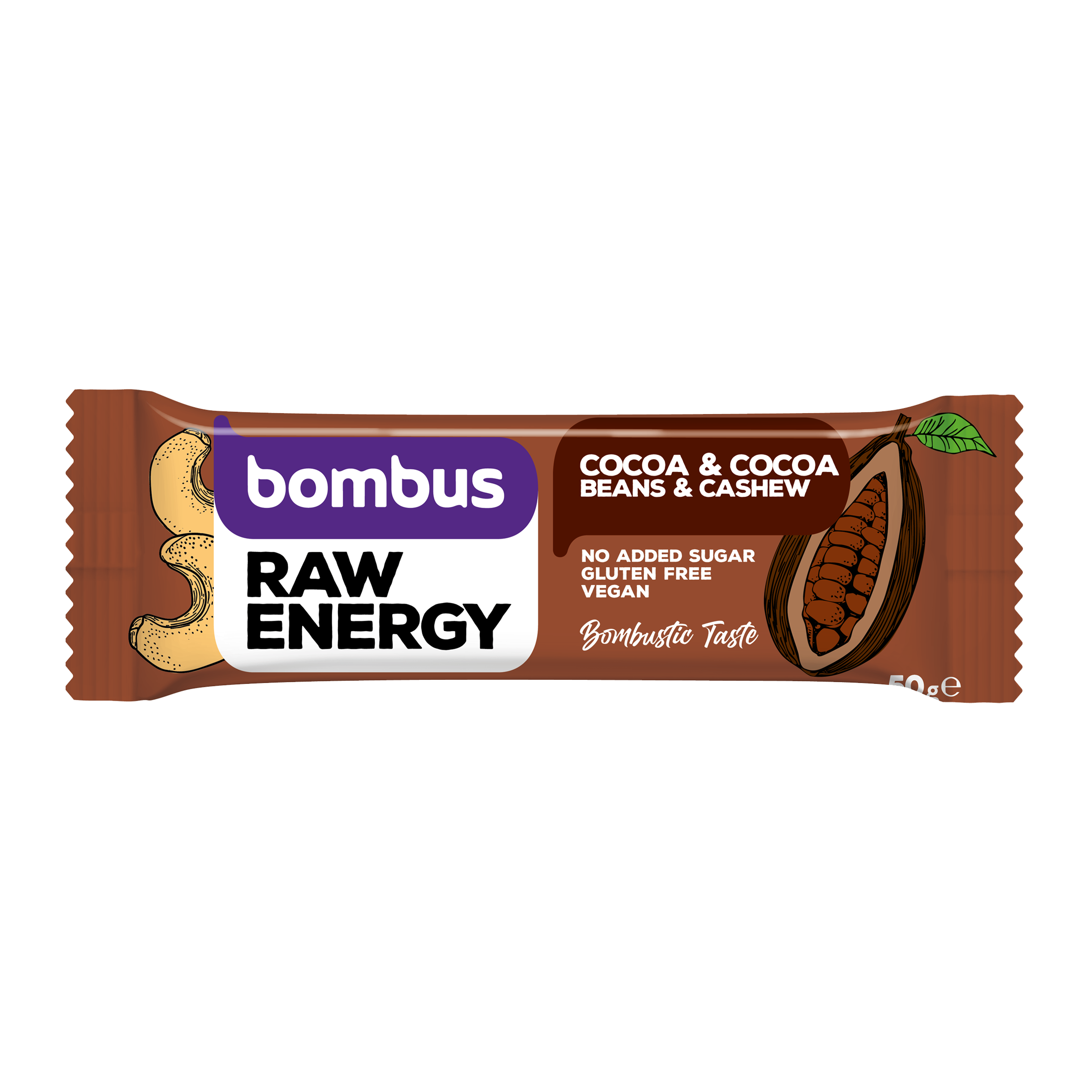 Tyčinka Raw Energy s kakaem a kakaovými boby kakao a kakaové boby