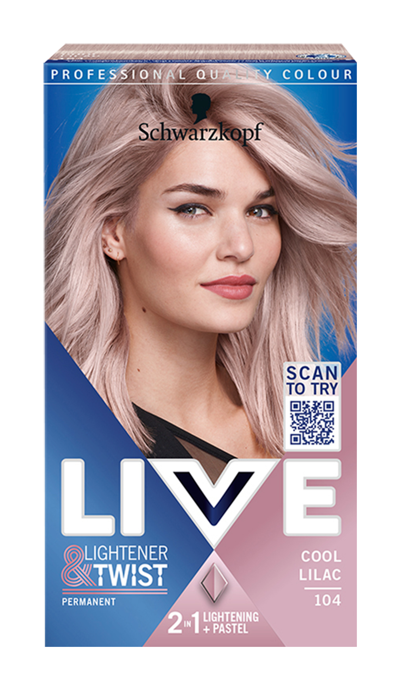 Barva na vlasy Live Lightener + Twist 104 cool lilac