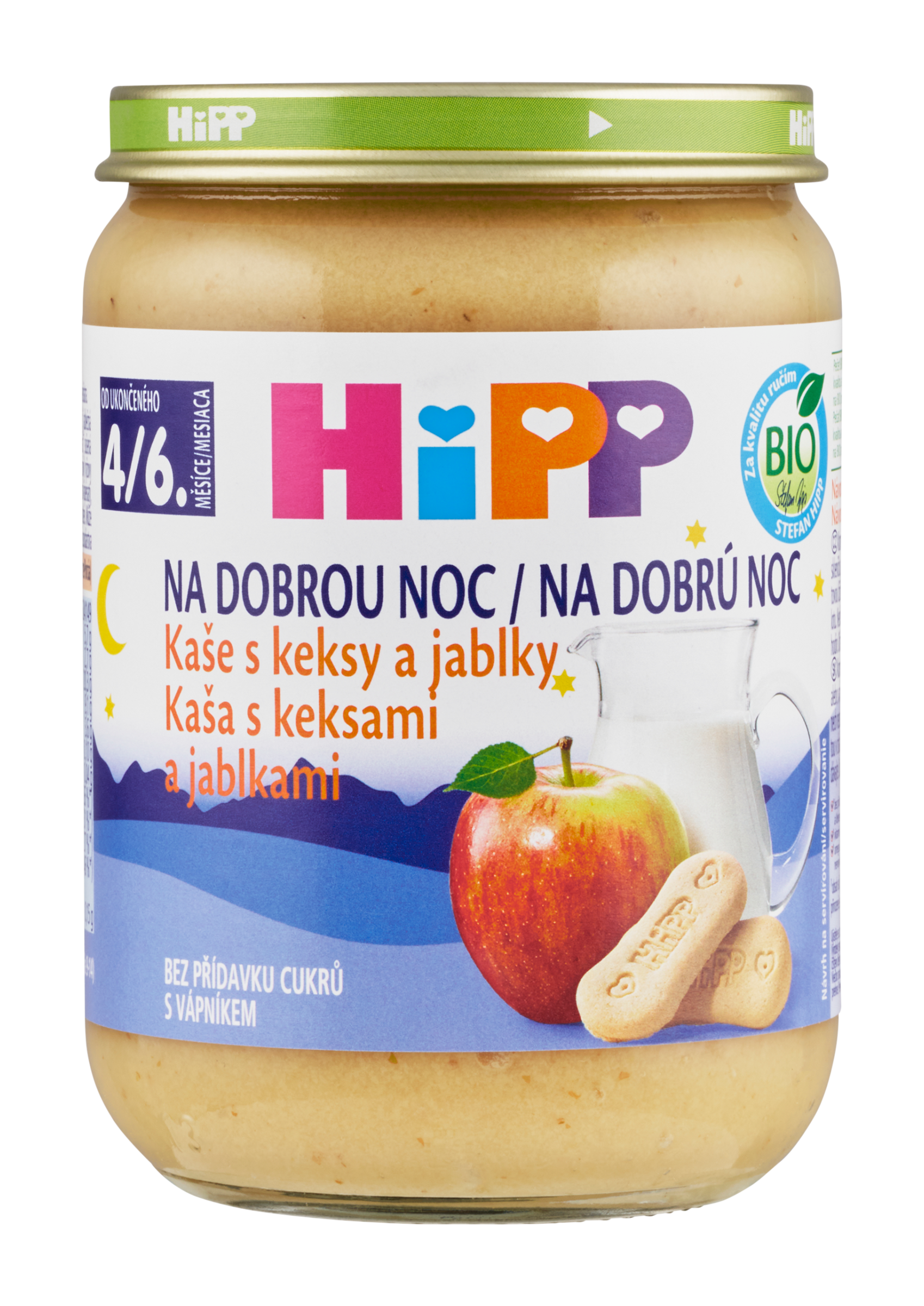 BIO mléčná kaše s keksy a jablky na dobrou noc