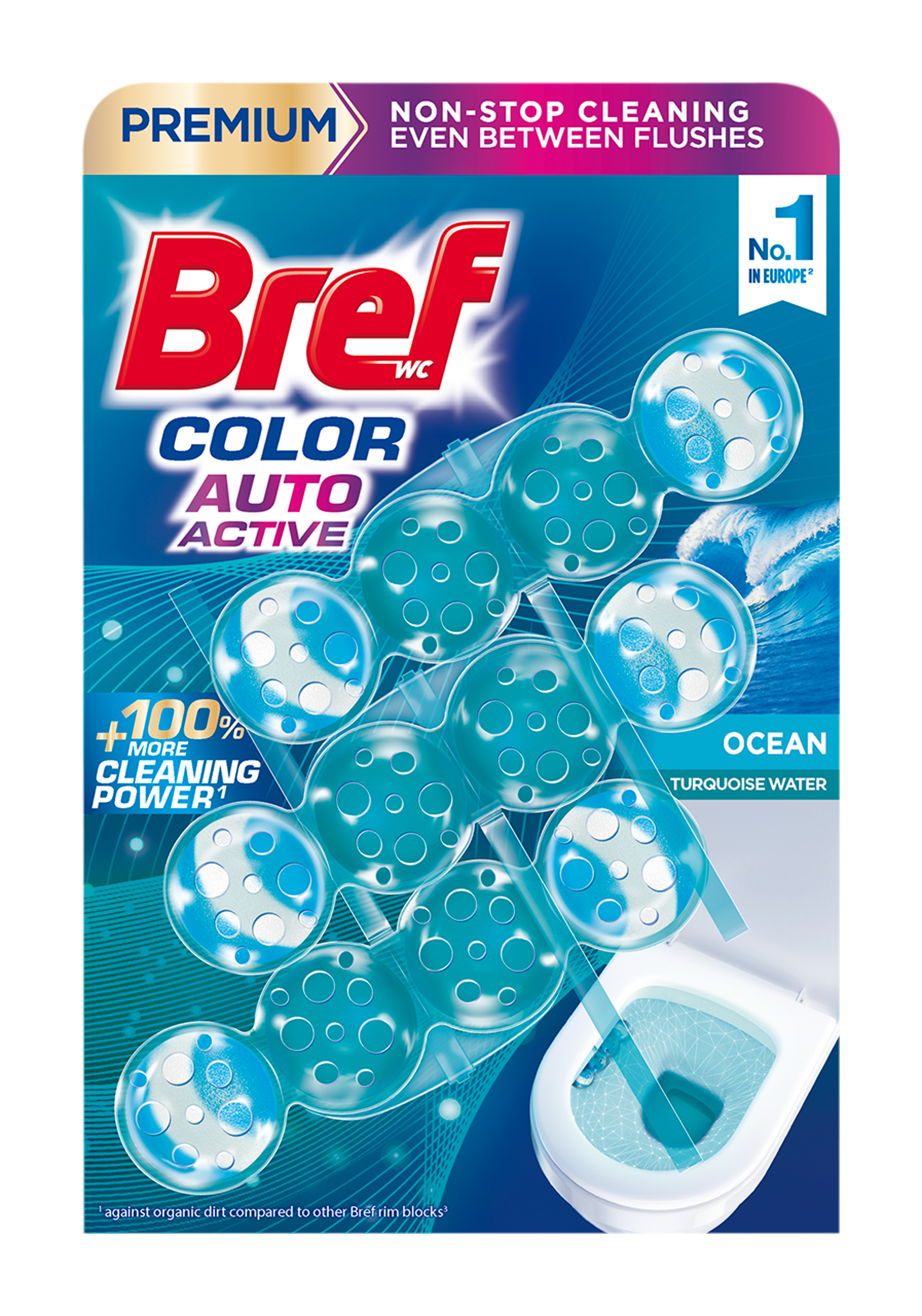 Tuhý WC blok Color Aktiv Ocean  3 x 50 g