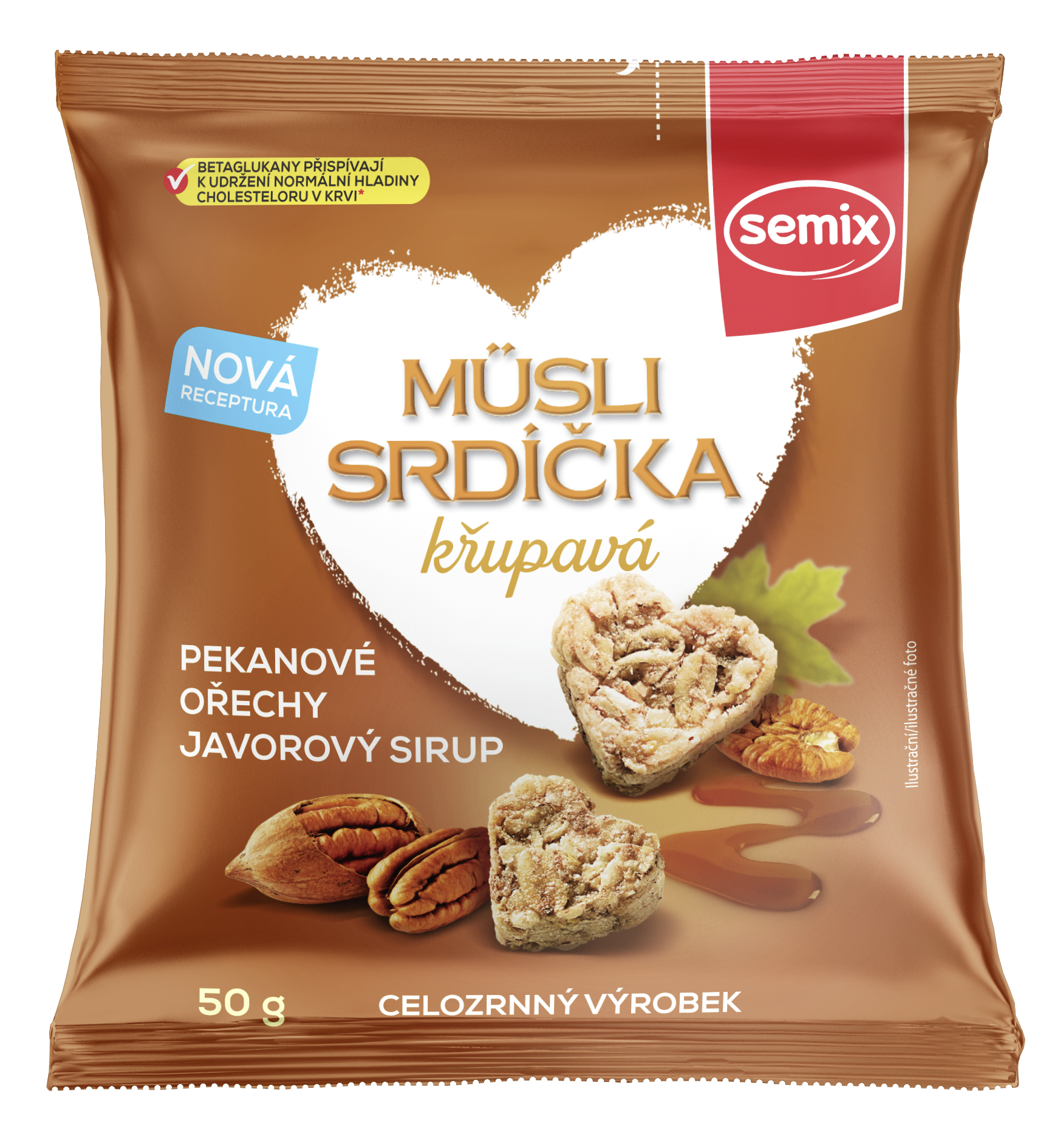 Müsli srdíčka křupavá s pekanovými ořechy a javorovým sirupem