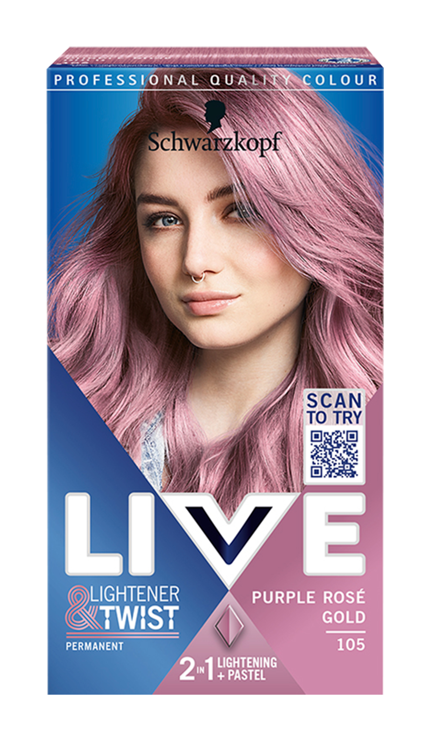 Barva na vlasy Live Lightener + Twist 105 purple rosé gold