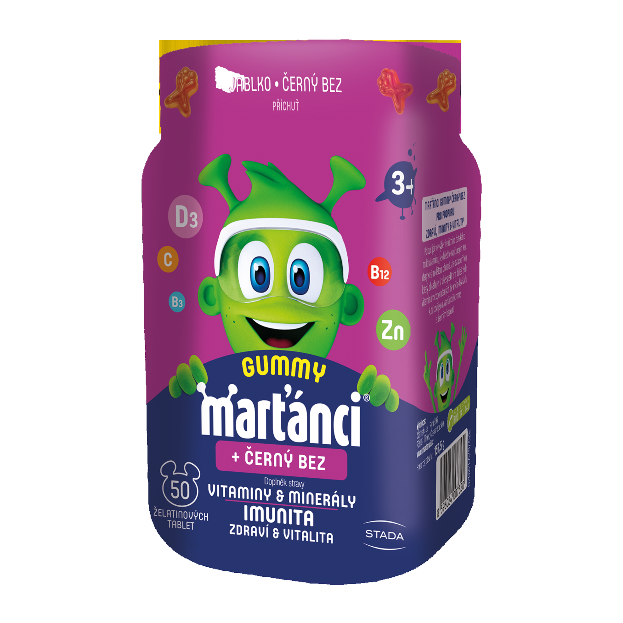 Marťánci Gummy vitaminy a minerály s černým bezem, doplněk stravy 50 ks