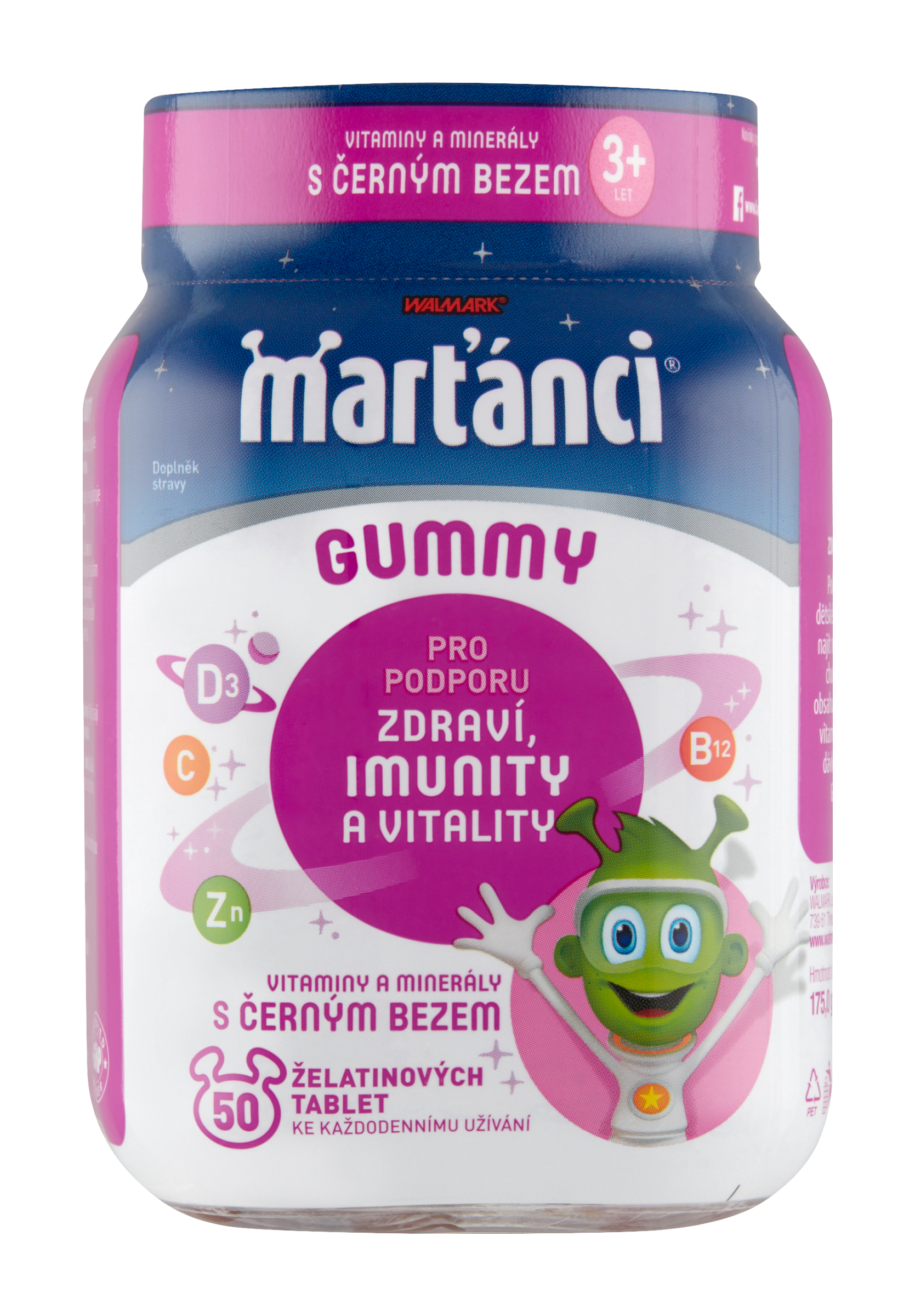 Gummy vitaminy a minerály s černým bezem, doplněk stravy