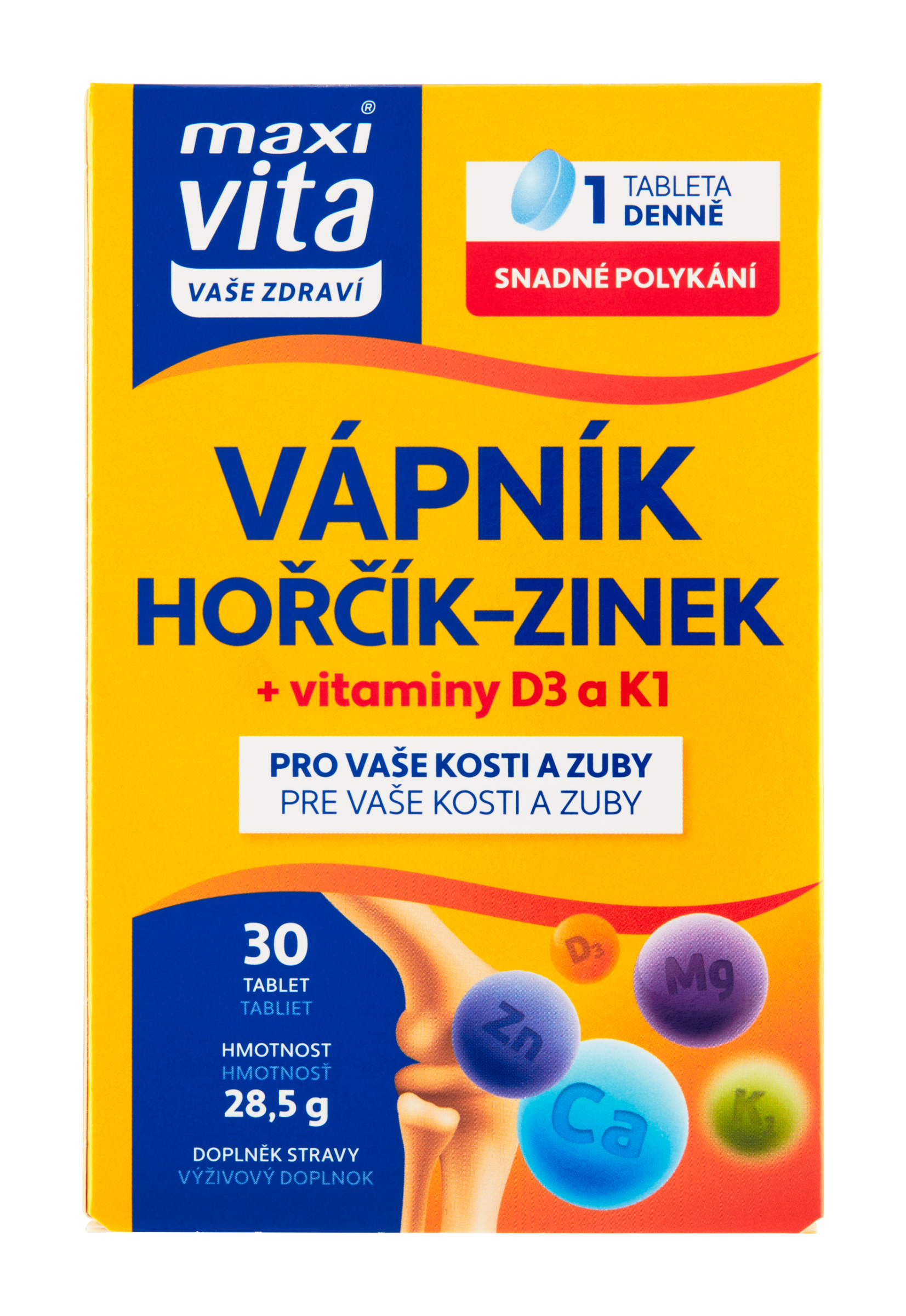 Vápník-hořčík-zinek + vitaminy D3 a K1, doplněk stravy