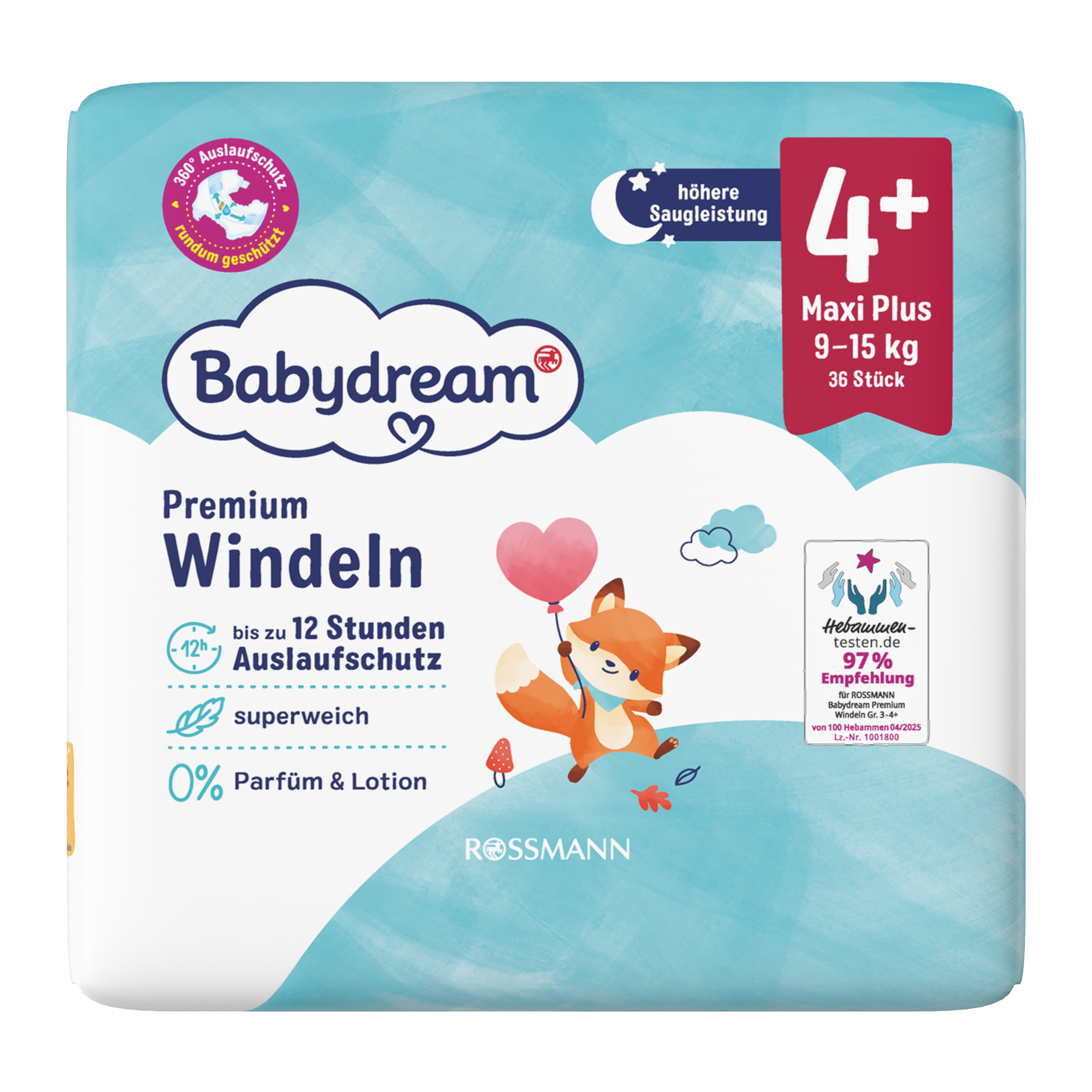 Babydream Pleny Premium Maxi Plus, 9–15 kg, vel. 4+ 36 ks 36 ks