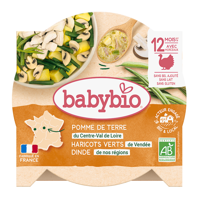 Babybio BIO brambory, fazolky a krůtí 230 g