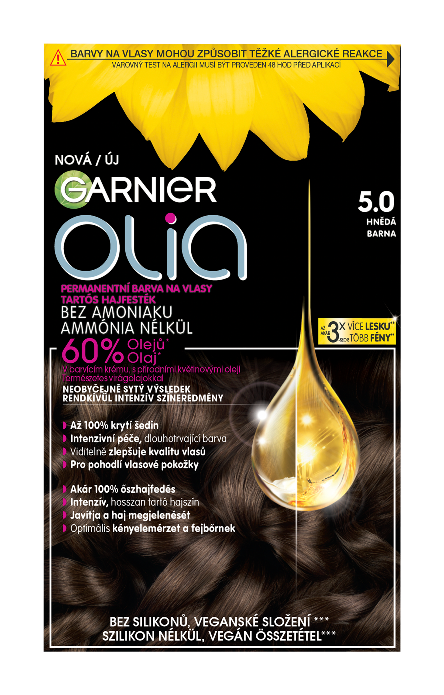 Garnier Permanentní barva na vlasy Olia bez amoniaku 5.0 hnědá