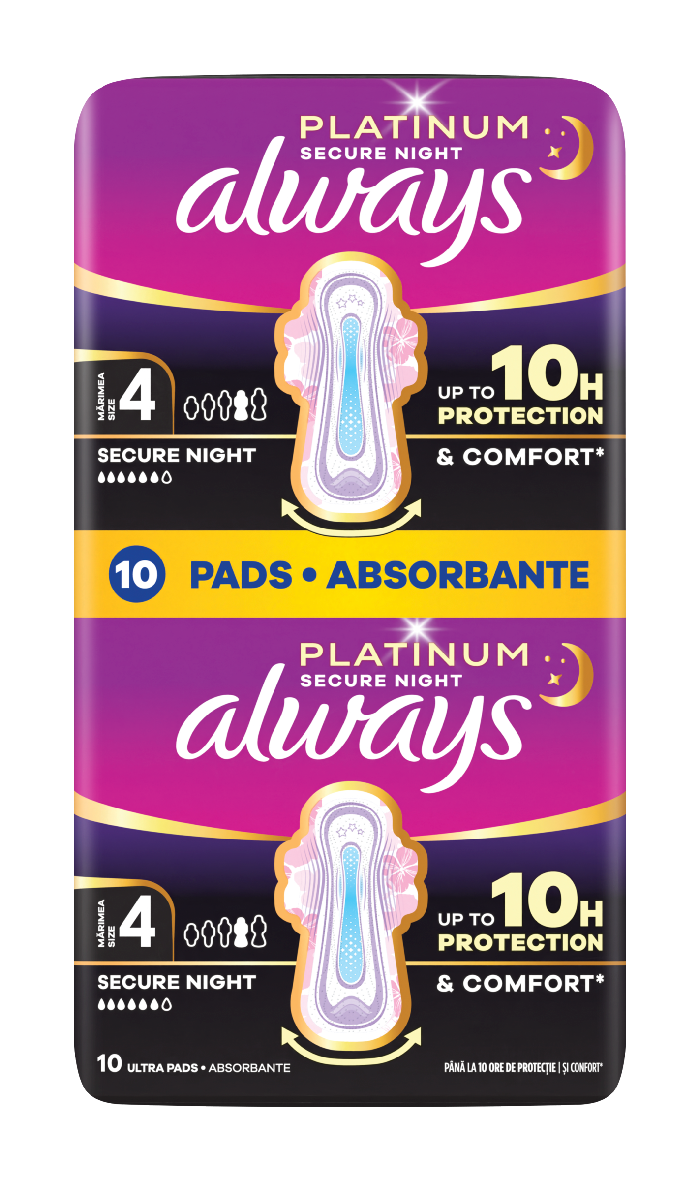 Hygienické vložky Platinum Secure Night s křidélky vel. 4 10 ks