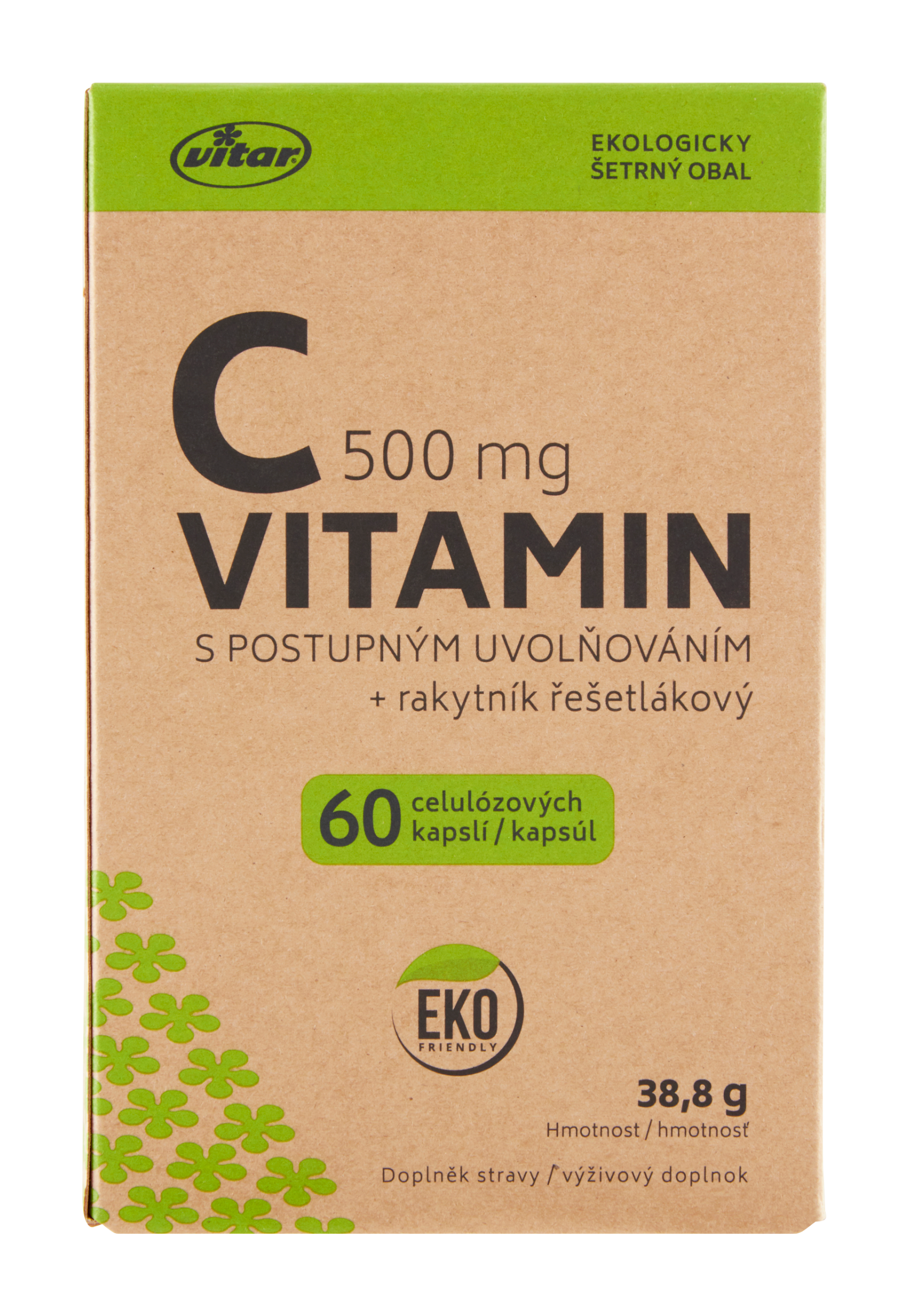 Vitamin C 500mg s postupným uvolňováním + rakytník řešetlákový kapsle, doplněk stravy