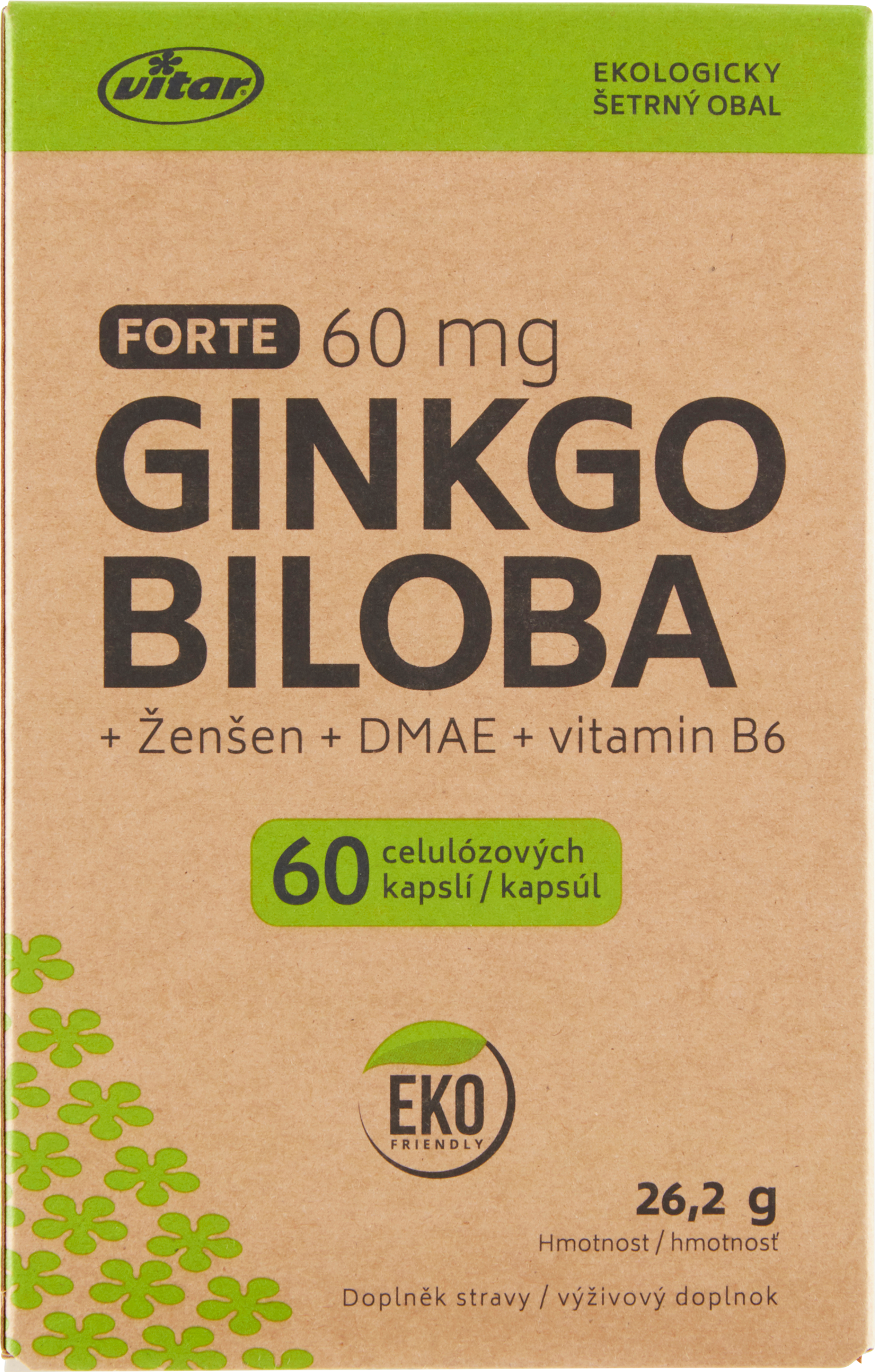 Vitar Ginkgo biloba+ ženšen + DMAE + vitamin B6 Forte kapsle, doplněk stravy 60 ks