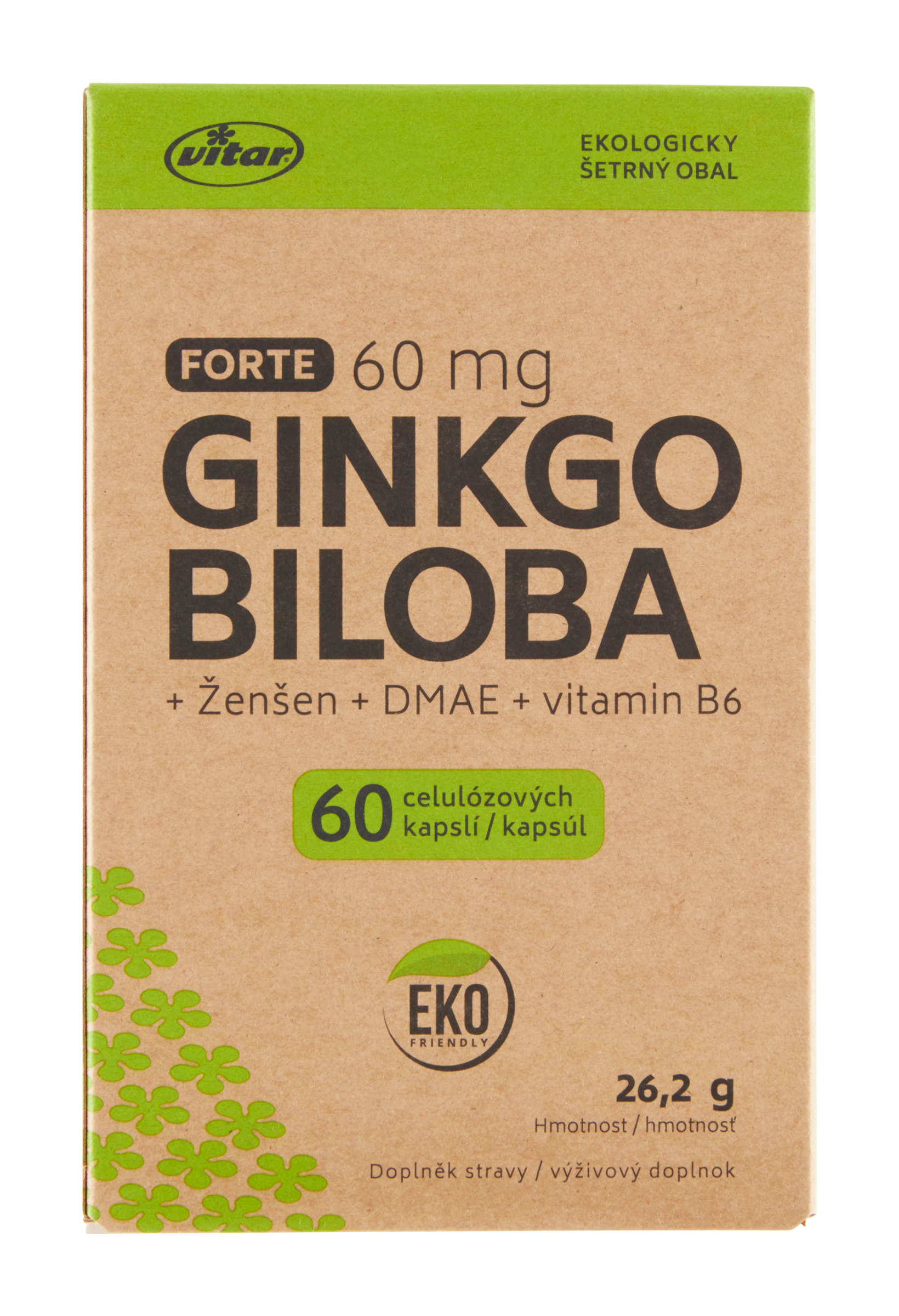 Ginkgo biloba+ ženšen + DMAE + vitamin B6 Forte kapsle, doplněk stravy